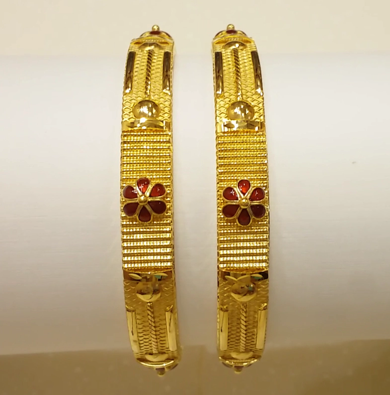 Buy Esencia Gold Bangles 22 KT yellow gold (35.6 gm). | Online By Giriraj Jewellers