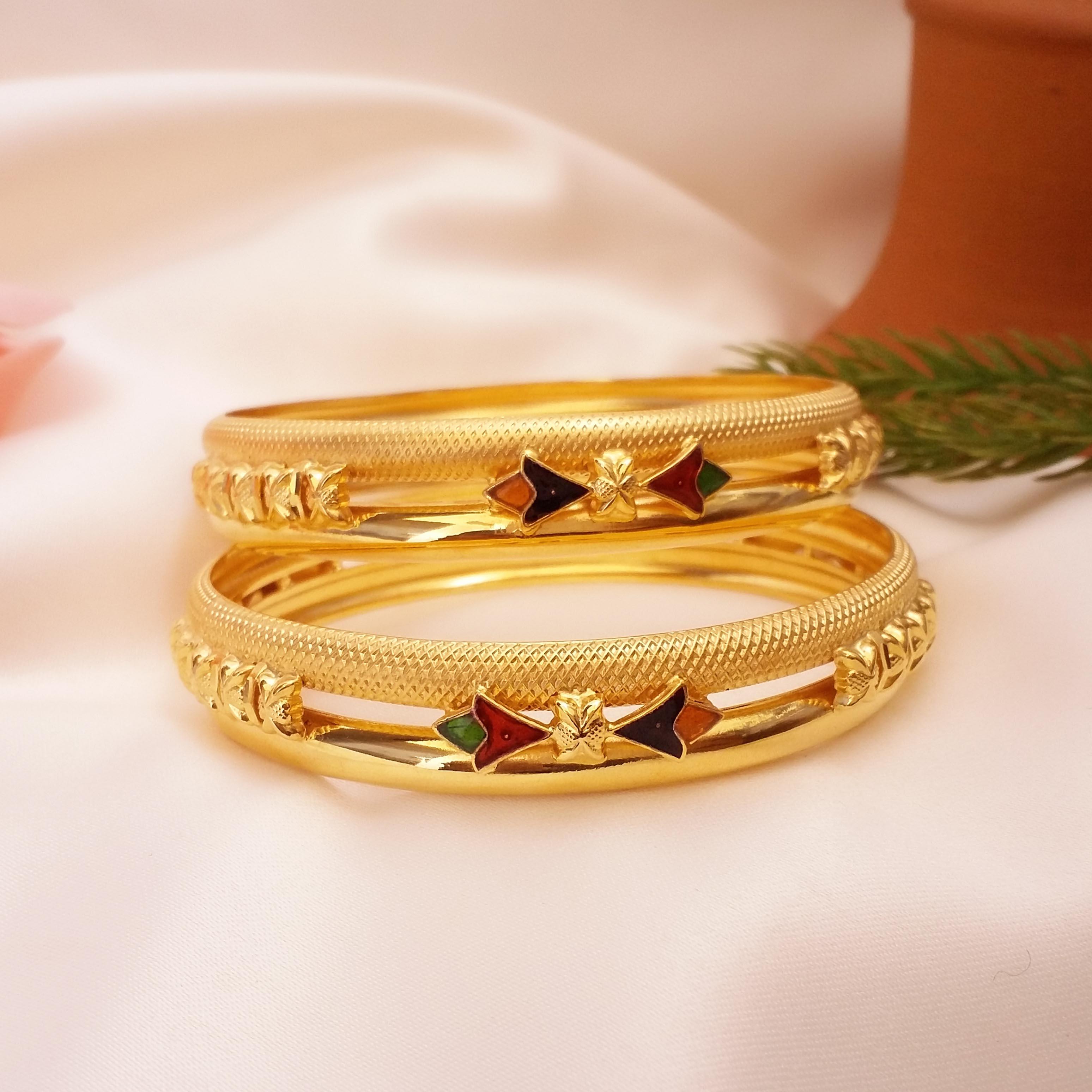 Buy Sitakshi Gold Kada Bangles 22 KT yellow gold (27.8 gm). | Online By Giriraj Jewellers