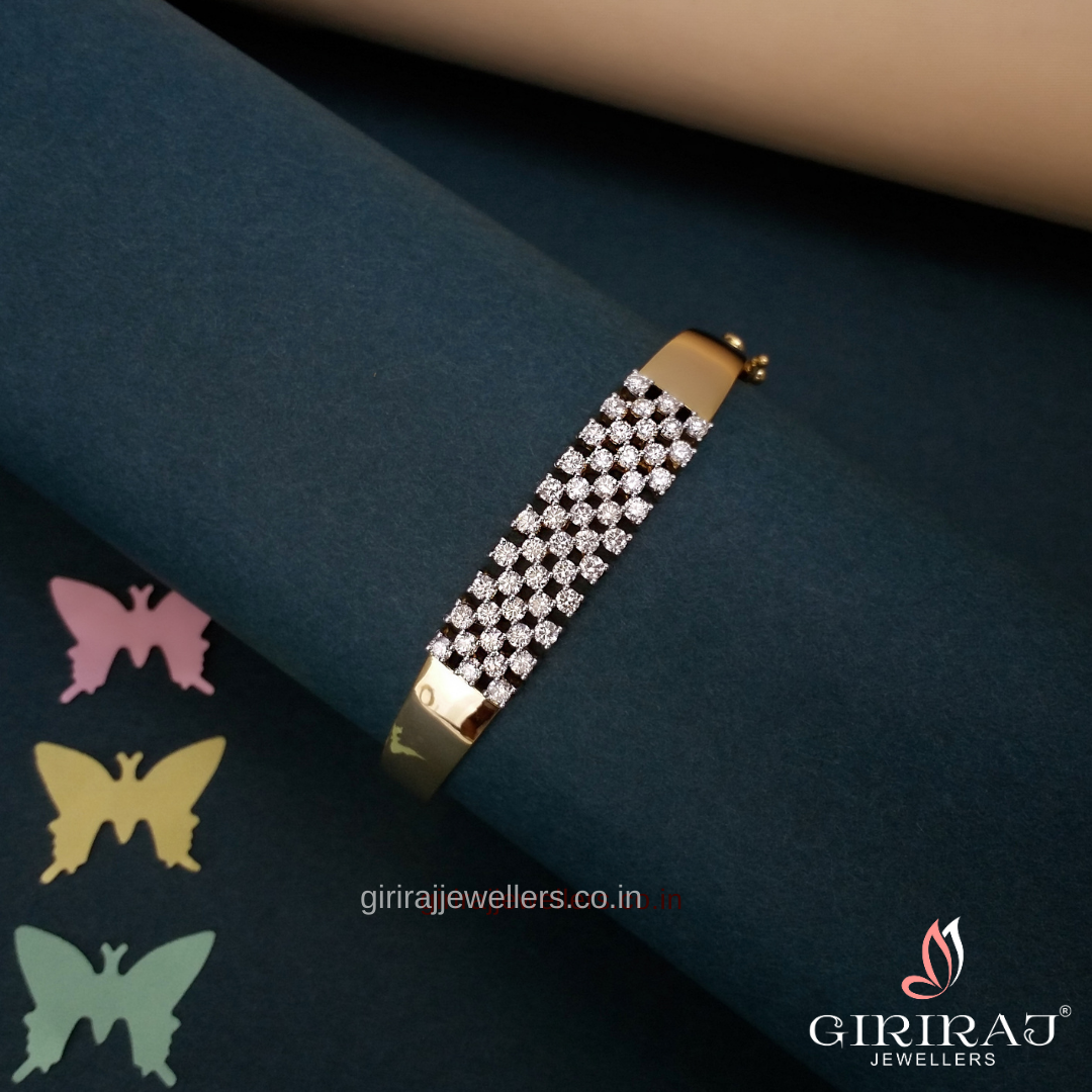 Buy Checkmate Diamond Bracelet 18 KT yellow gold (18.8 gm). | Online By Giriraj Jewellers