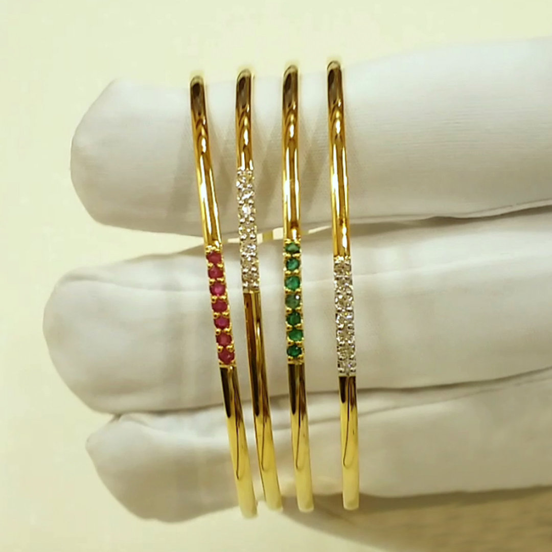 Buy Imperial Ice Diamond Bangles 18 KT yellow gold (38.5 gm). | Online By Giriraj Jewellers