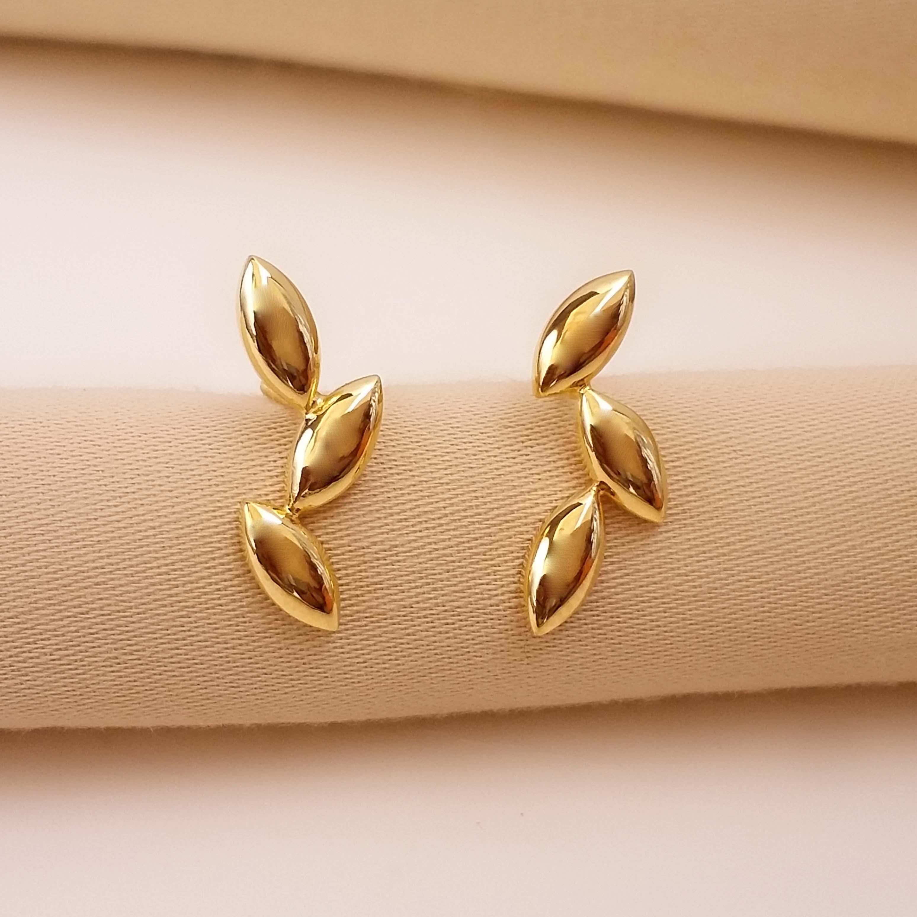 Buy Triple Leaf Gold Earrings 22 KT yellow gold (3.19 gm). | Online By Giriraj Jewellers