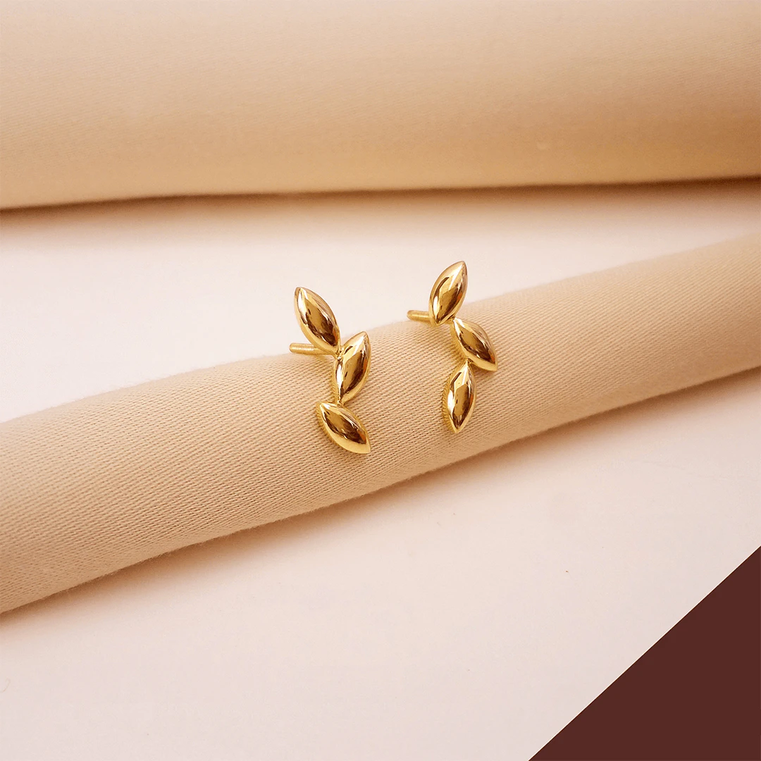 Buy Triple Leaf Gold Earrings 22 KT yellow gold (3.19 gm). | Online By Giriraj Jewellers