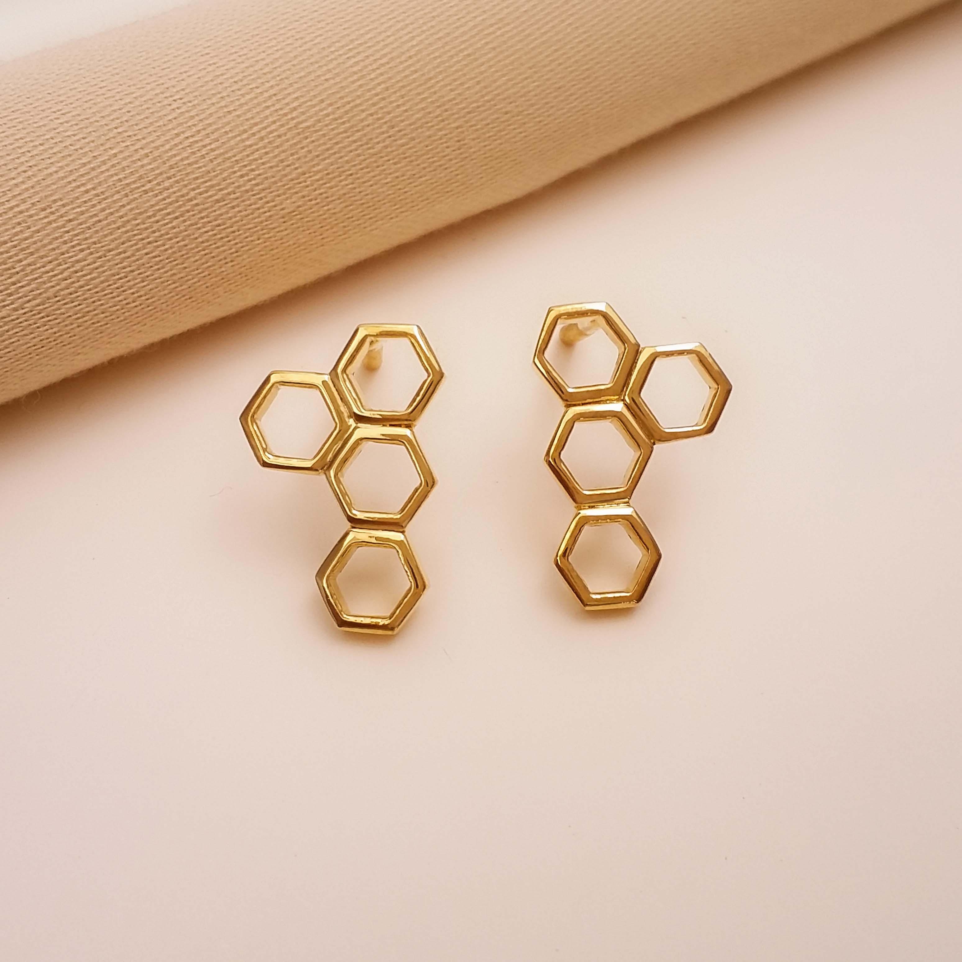 Buy HoneyCombs Gold Earrings 22 KT yellow gold (2.77 gm). | Online By Giriraj Jewellers