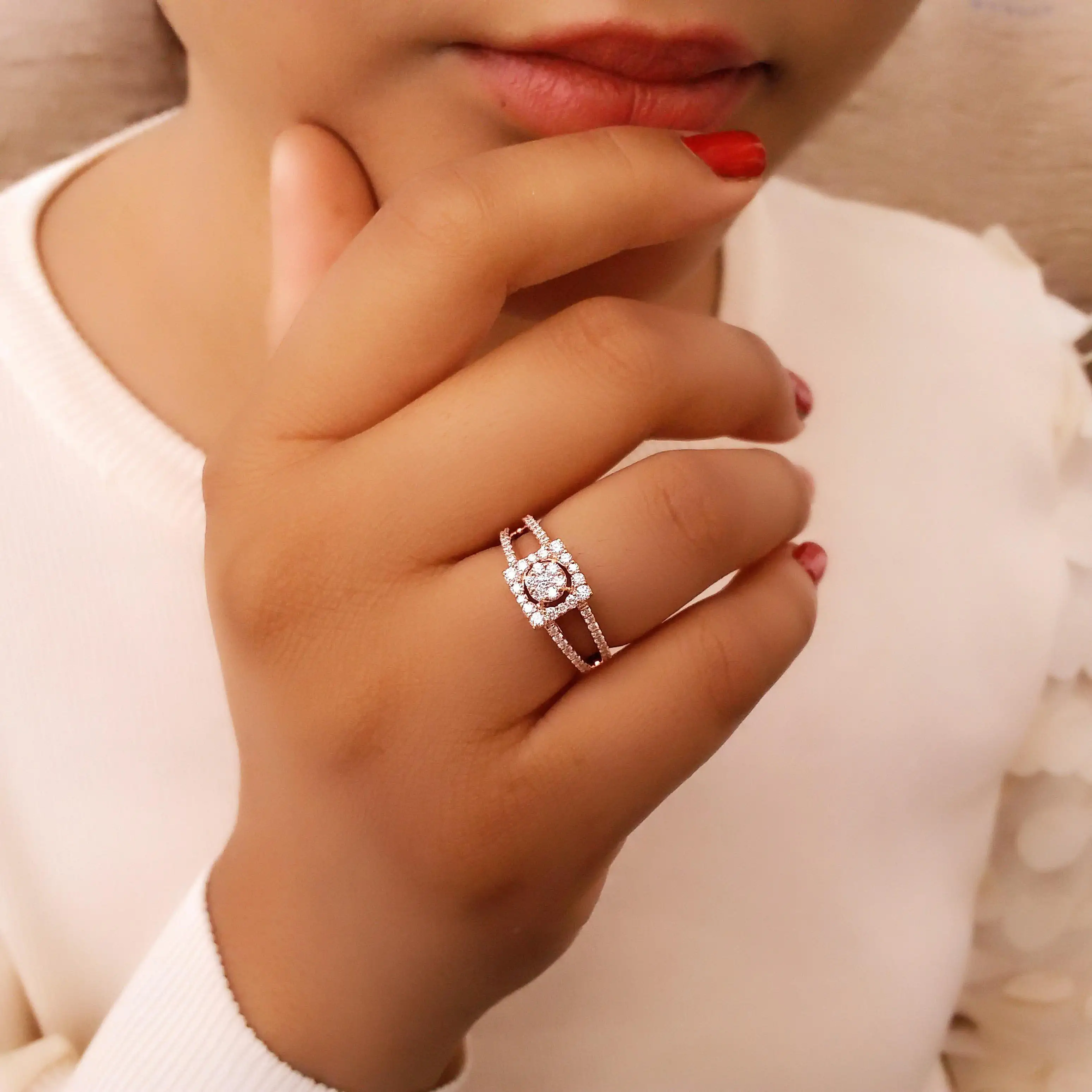 Buy Divine Rose Gold Diamond Ring 18 KT rose gold (3.584 gm). | Online By Giriraj Jewellers