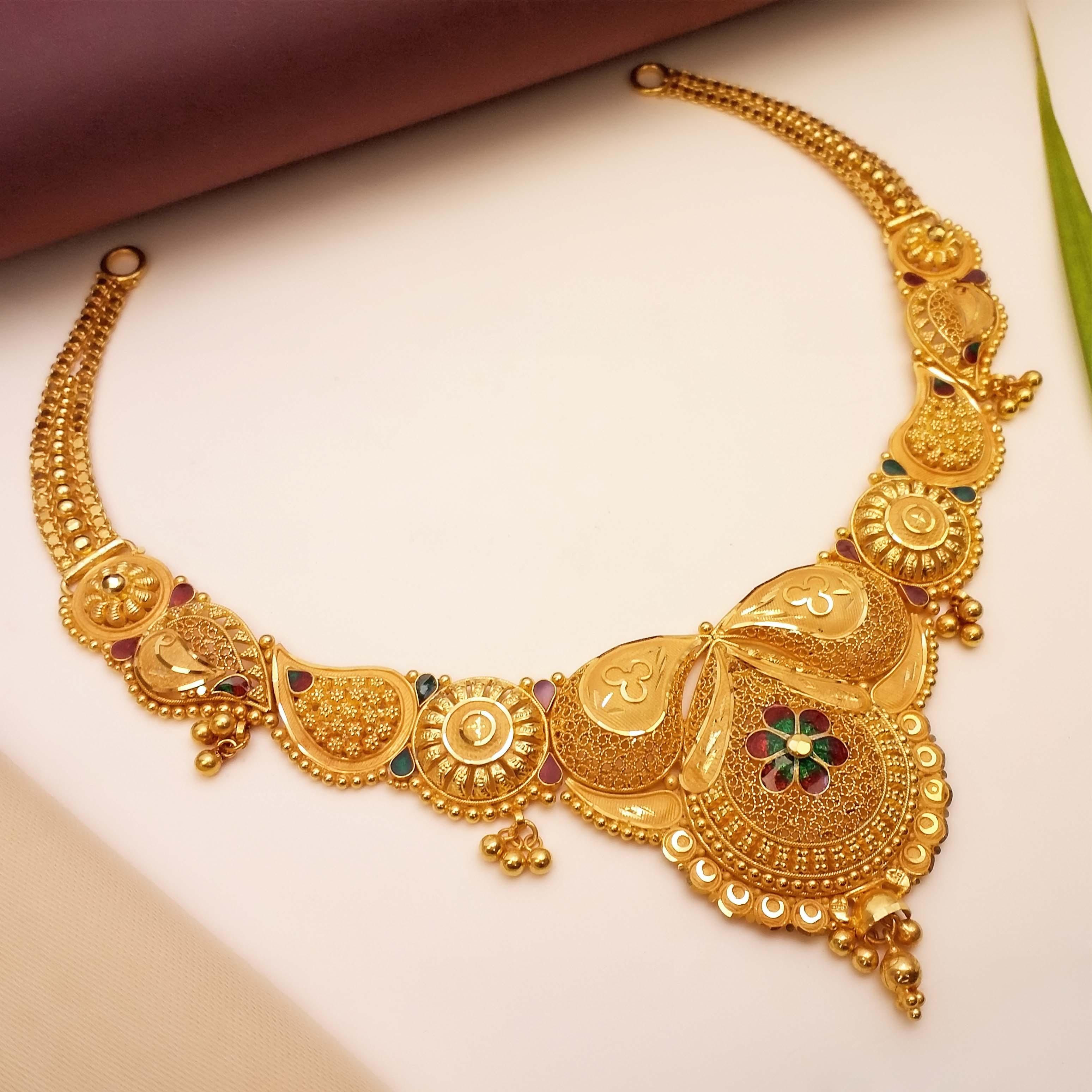 Buy Pride Traditional Gold  Necklace 22 KT yellow gold (19.5 gm). | Online By Giriraj Jewellers