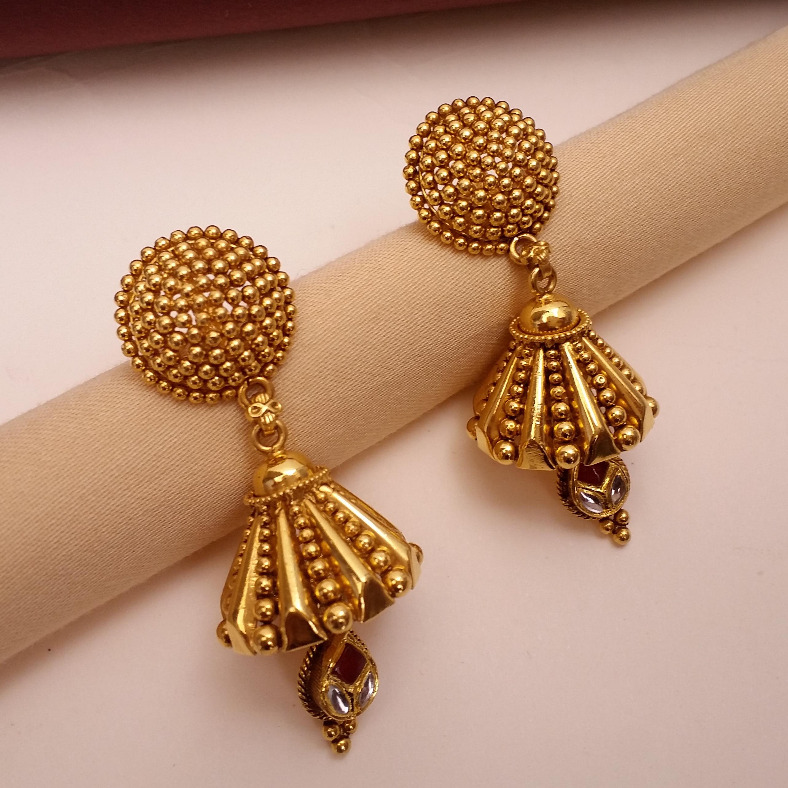 Gold Colour Brass Jhumka Earring – Deraj Lifestyle Pvt Ltd