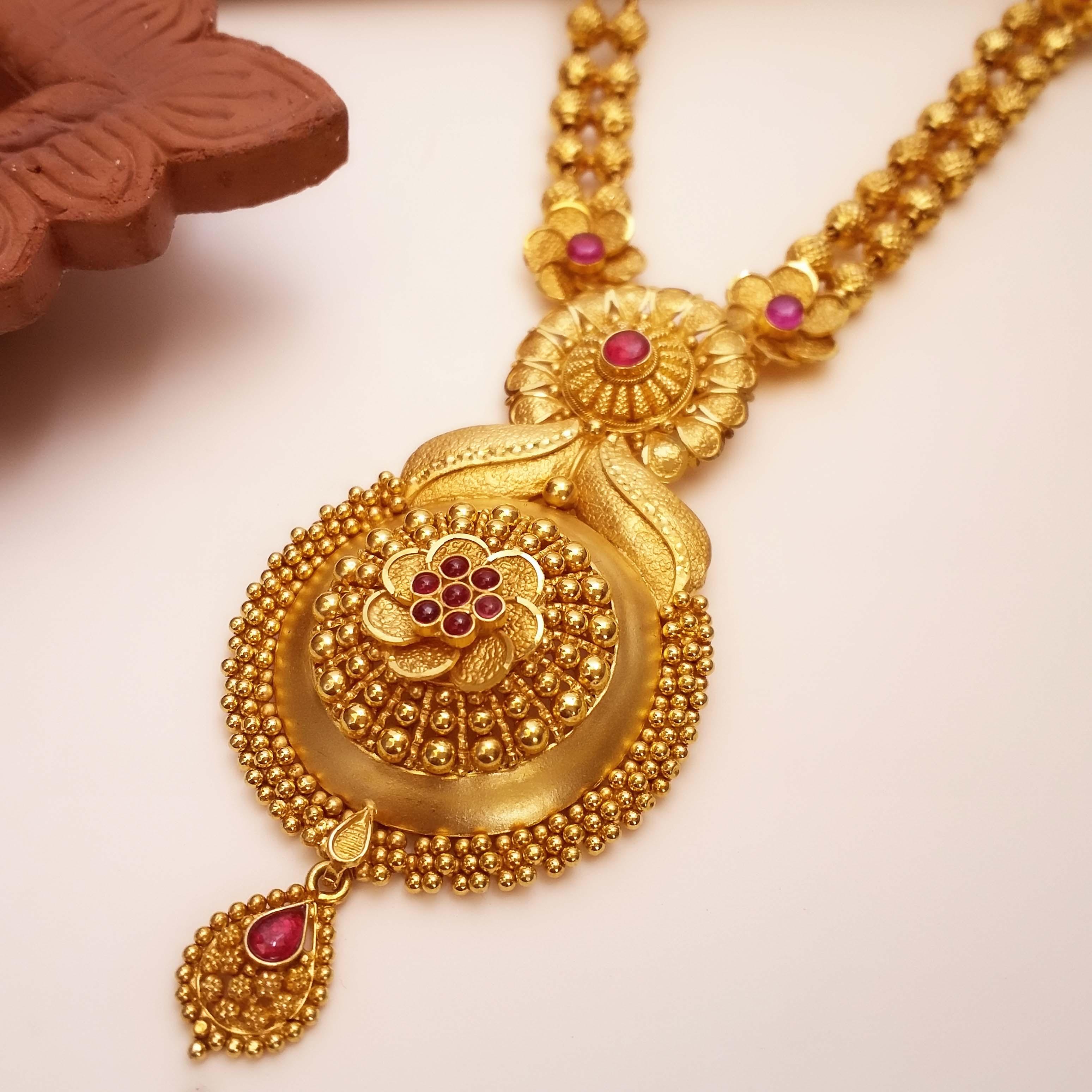 Buy Cherish Bridal Gold Necklace 22 KT yellow gold (25.7 gm). | Online By Giriraj Jewellers