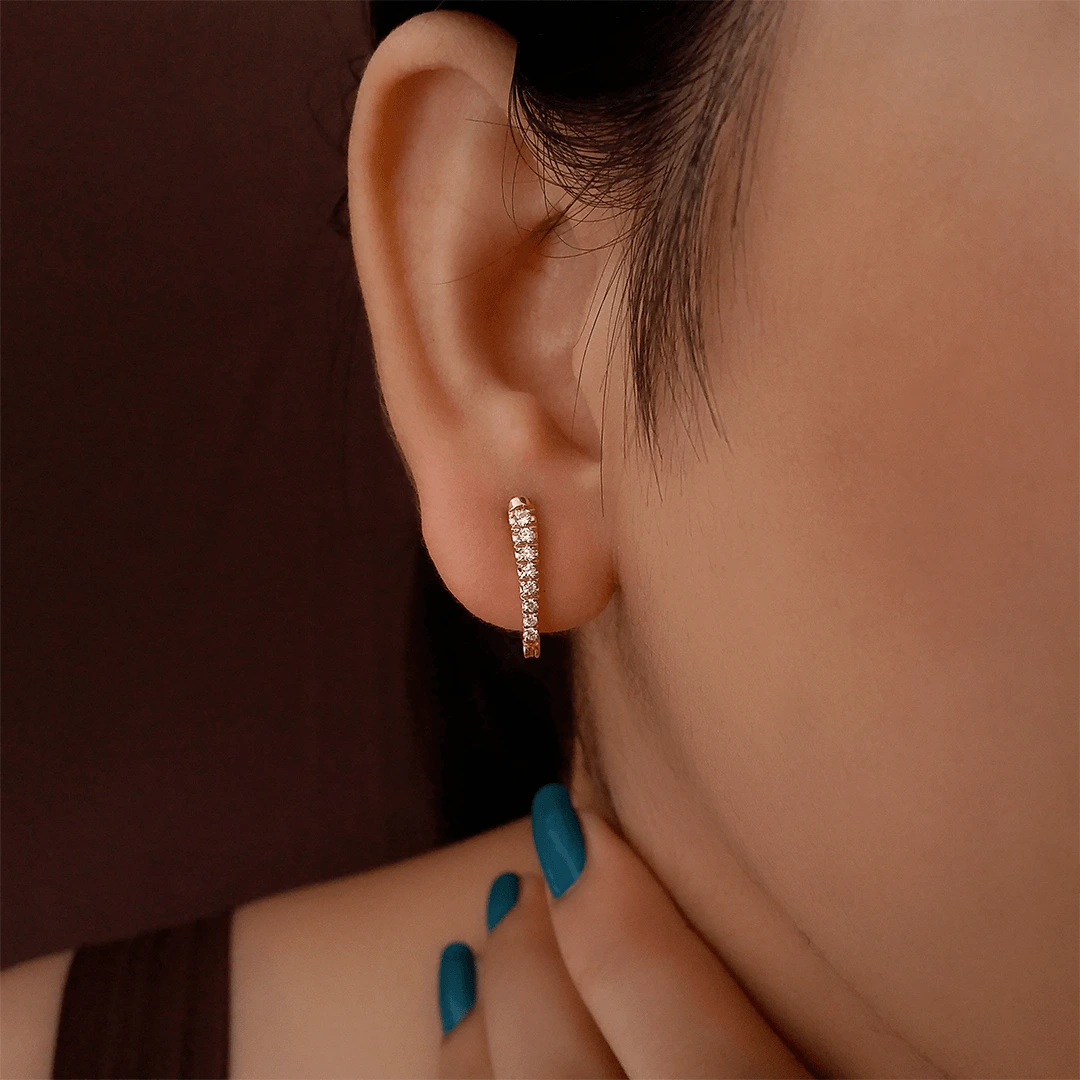 Buy Juliet Diamond Hoop Earrings 18 KT yellow gold (3.446 gm). | Online By Giriraj Jewellers