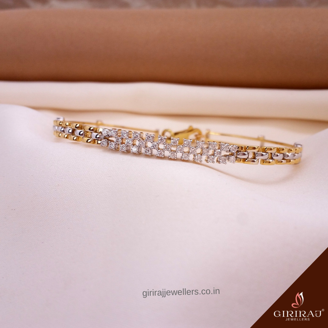 Buy Sparkling Serenity Diamond Bracelet 18 KT yellow gold (11.07 gm). | Online By Giriraj Jewellers