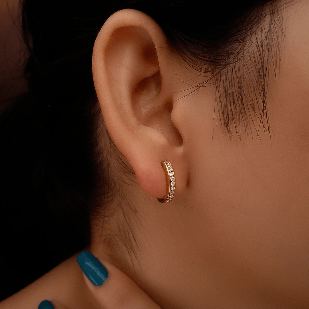 Buy Embrace Diamond Hoop Earrings 18 KT yellow gold (3.086 gm). | Online By Giriraj Jewellers