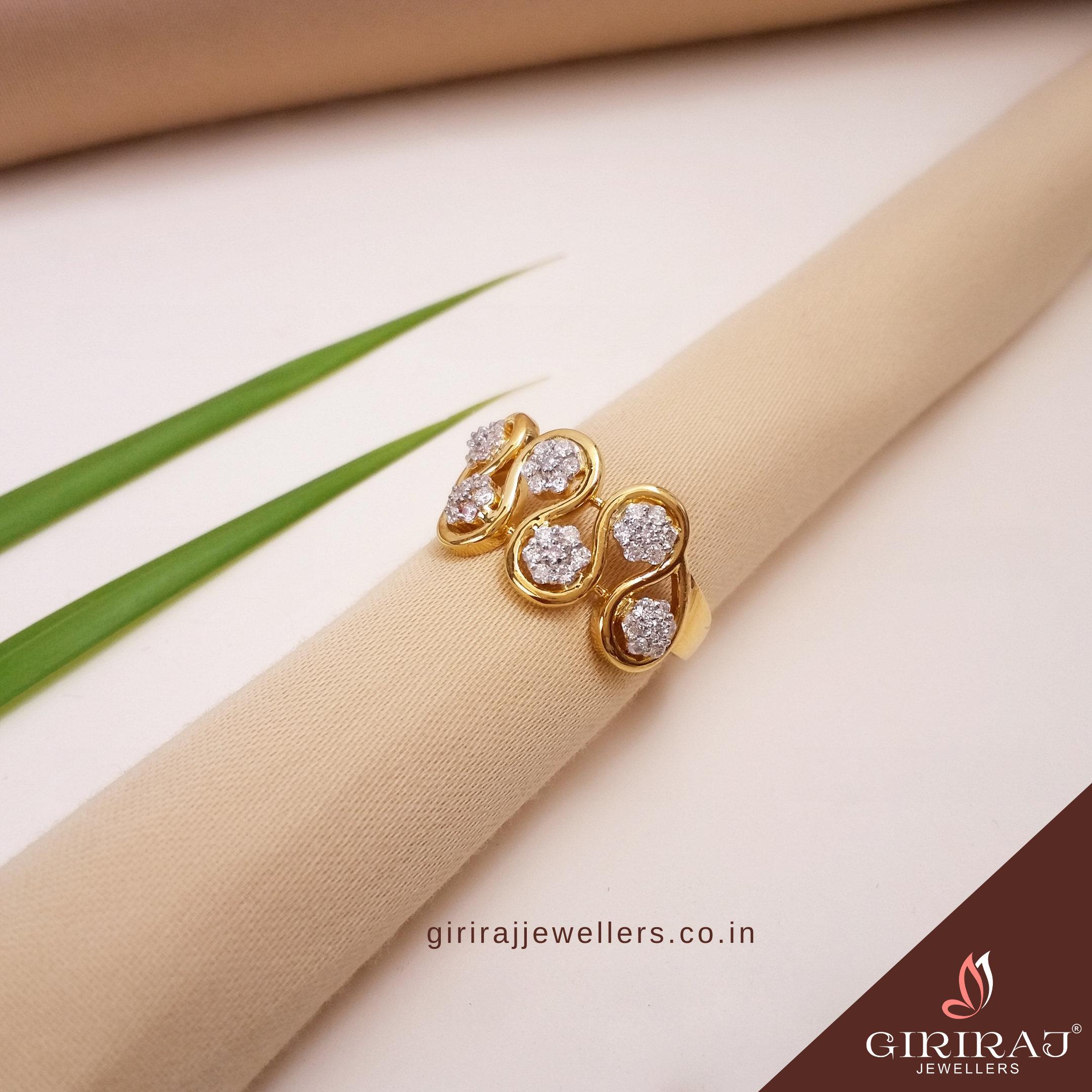 Buy Meandering Flowers Diamond  Ring 18 KT yellow gold (5.56 gm). | Online By Giriraj Jewellers