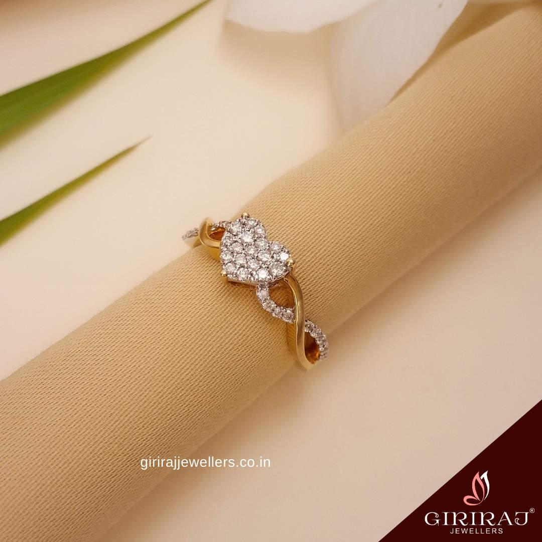 Buy Heart Throb Diamond Ring 18 KT yellow gold (3.32 gm). | Online By Giriraj Jewellers