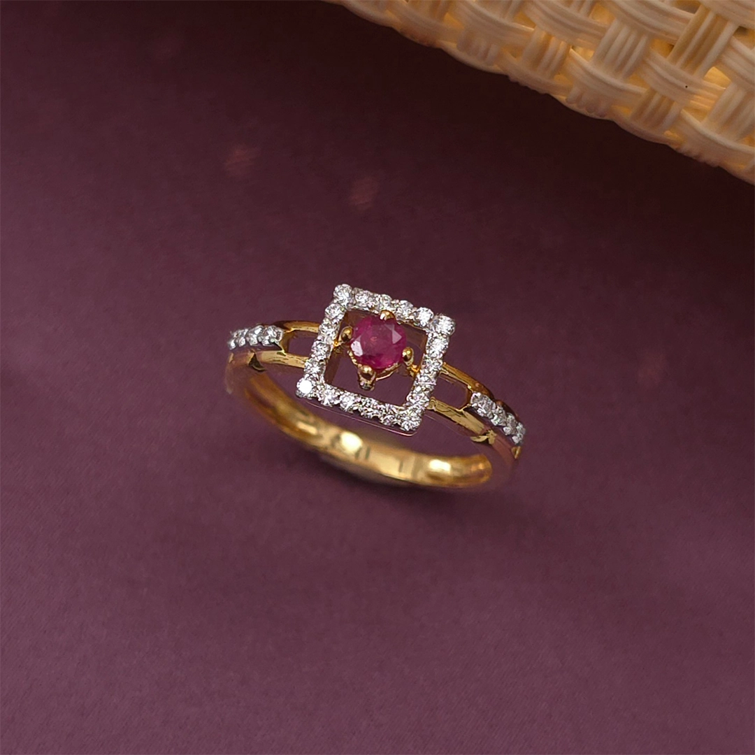 Buy Ruby Queen Diamond  Ring 18 KT yellow gold (3.03 gm). | Online By Giriraj Jewellers