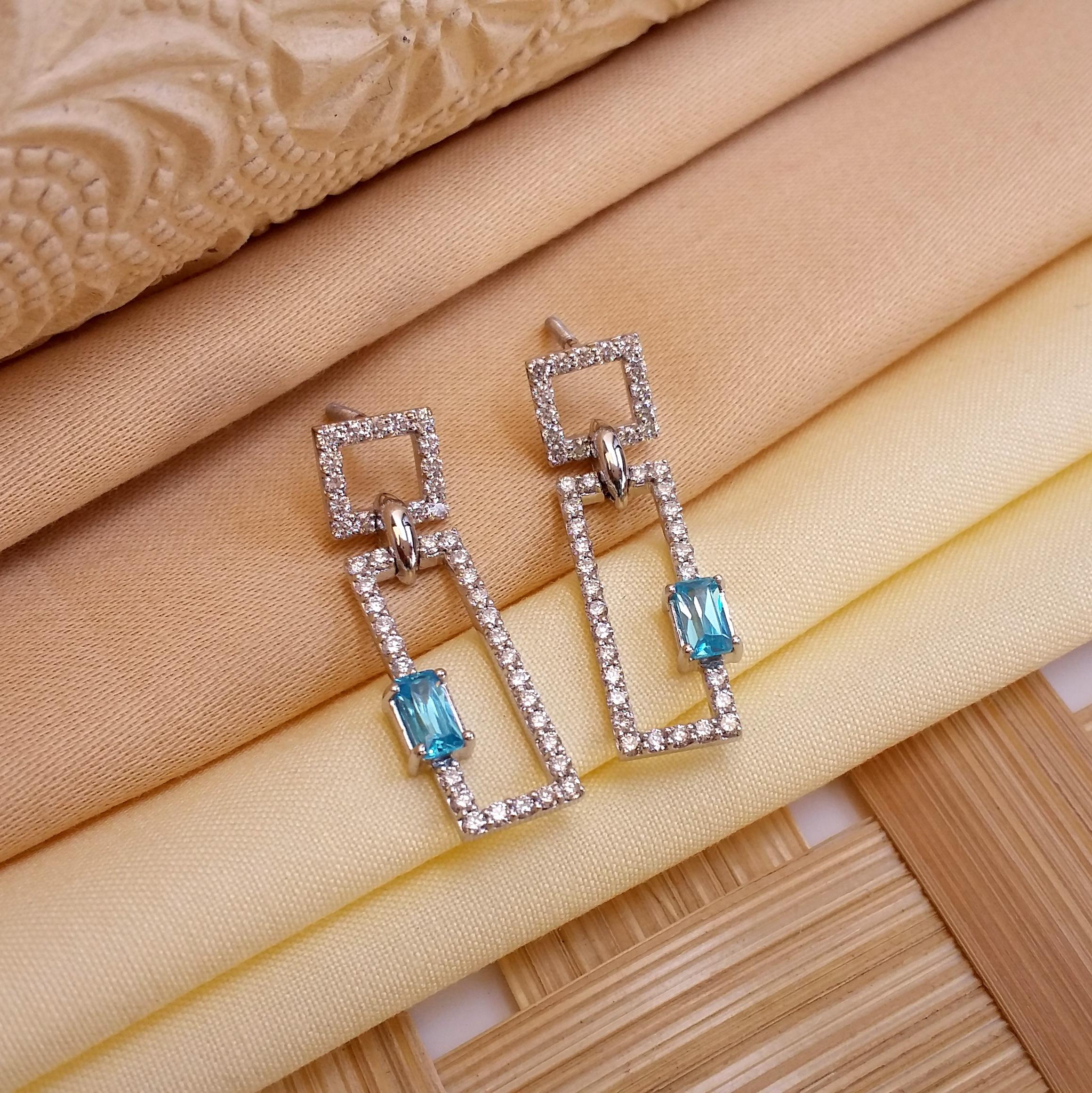 Buy Aqua Beauty Drop Earrings 18 KT white gold (4.8 gm). | Online By Giriraj Jewellers