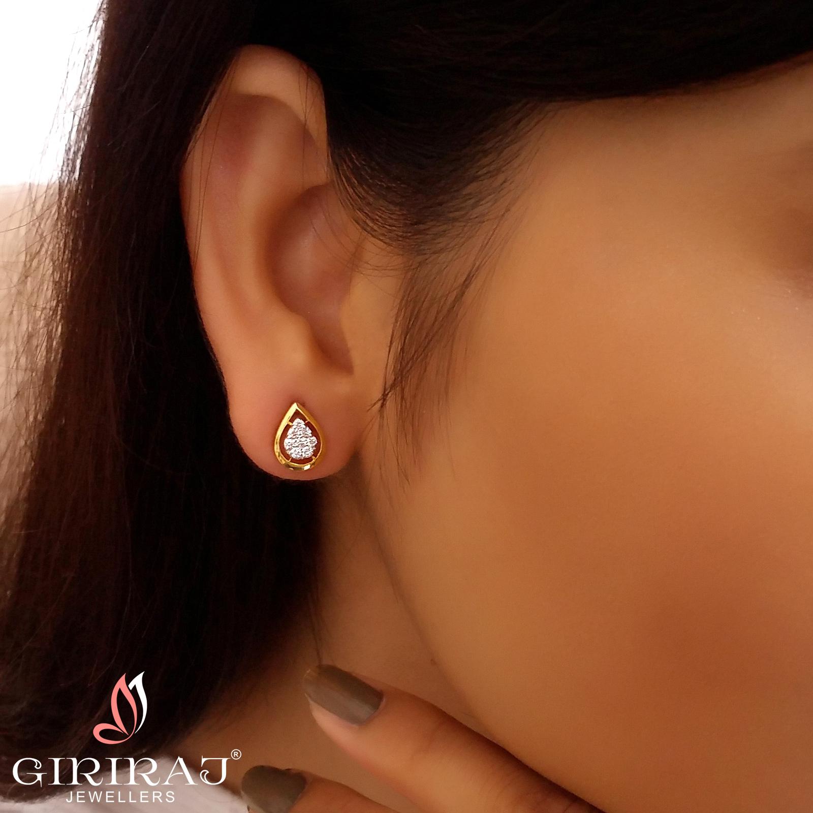 Buy Dews Diamond Stud 18 KT rose gold (2.8 gm). | Online By Giriraj Jewellers