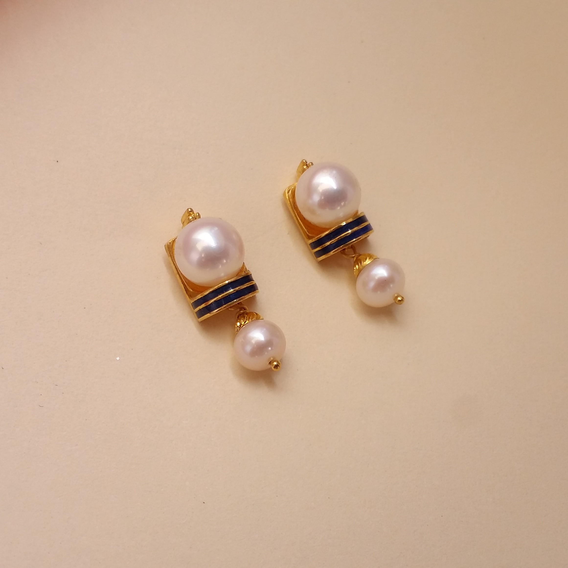 Buy Elodie Lily Gold Pearl Earrings 22 KT yellow gold (3.3 gm). | Online By Giriraj Jewellers