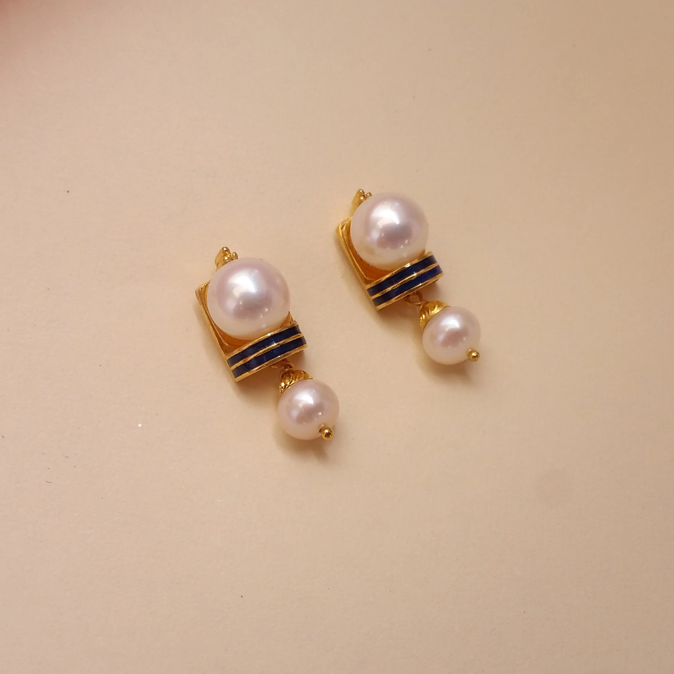 Buy Elodie Lily Gold Pearl Earrings 22 KT yellow gold (3.3 gm). | Online By Giriraj Jewellers