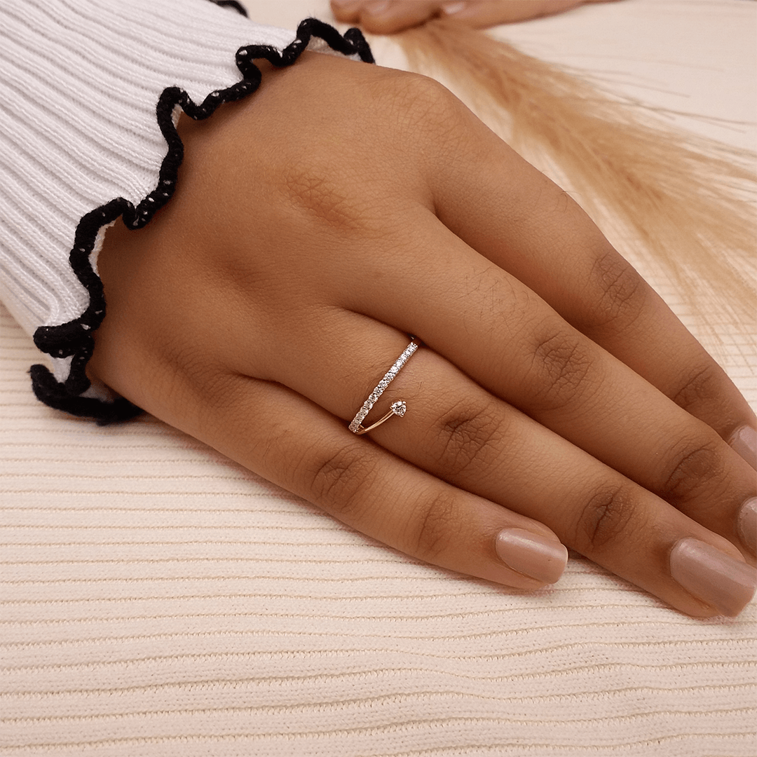 Buy Spade Sleek Diamond Ring 18 KT rose gold (1.552 gm). | Online By Giriraj Jewellers