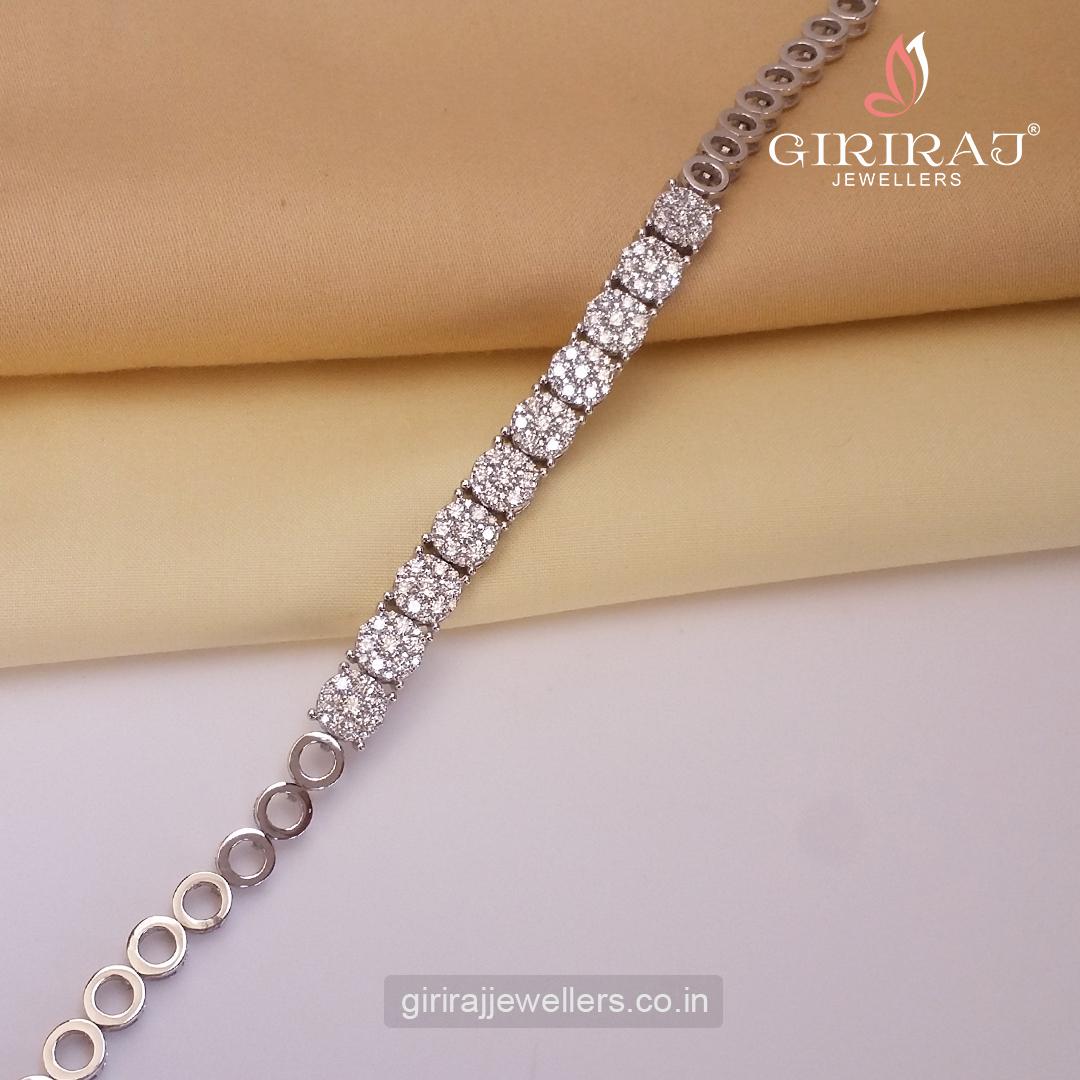 Buy Svargee Diamond  Bracelet 18 KT white gold (13.7 gm). | Online By Giriraj Jewellers