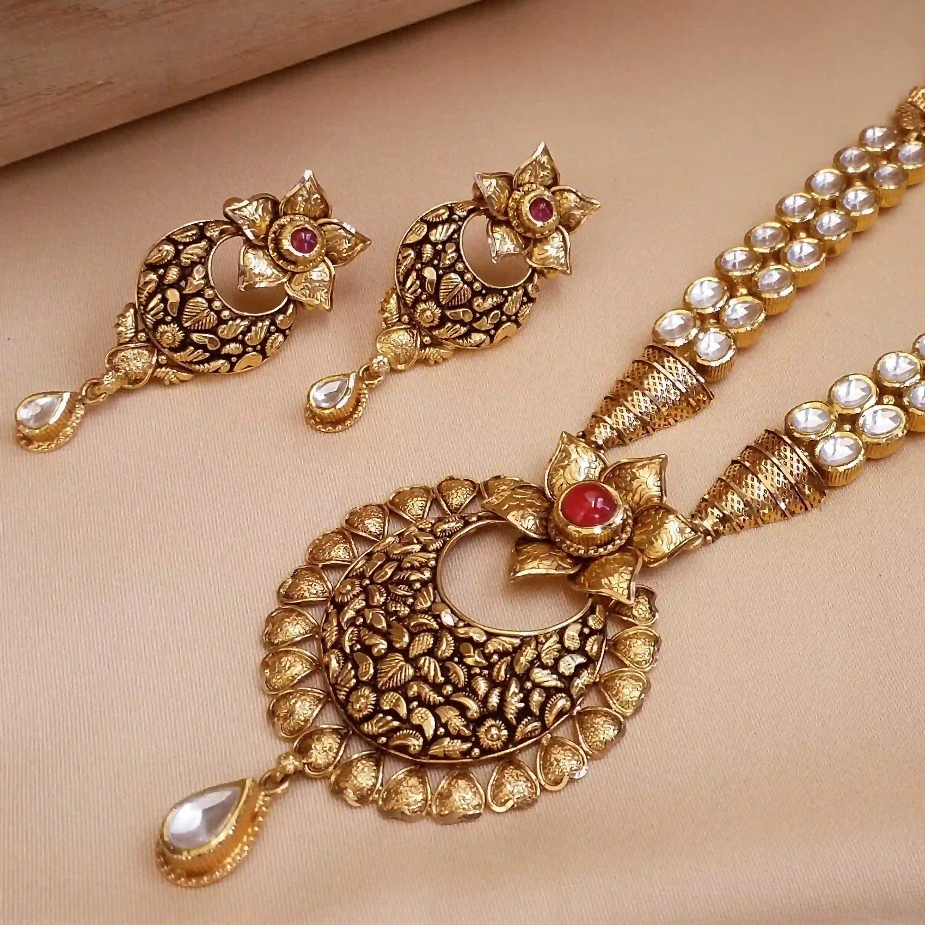 Buy Antique  Gold Necklace 22 KT yellow gold (36.25 gm). | Online By Giriraj Jewellers