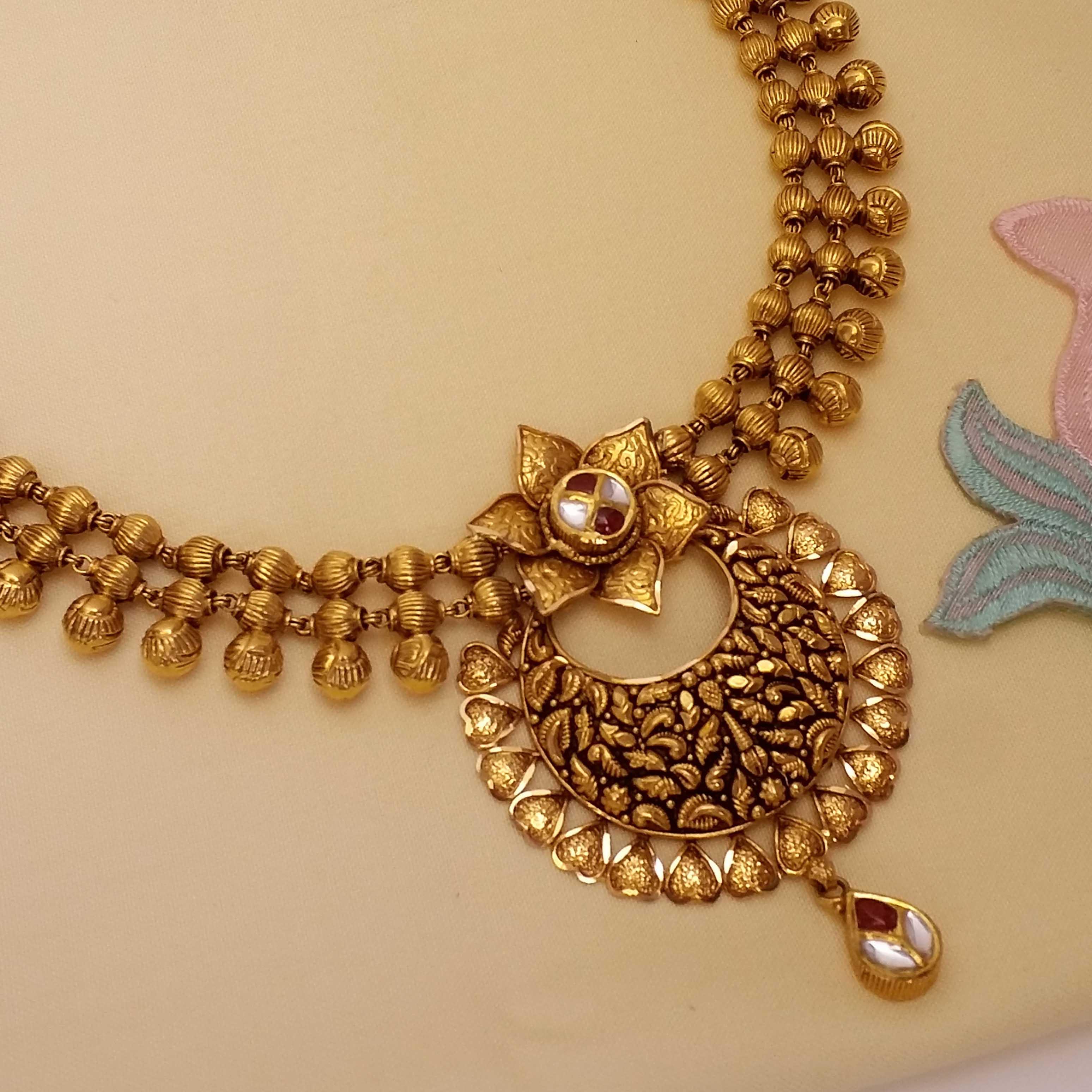 Buy Spikes and Blooms Necklace 22 KT yellow gold (25.75 gm). | Online By Giriraj Jewellers