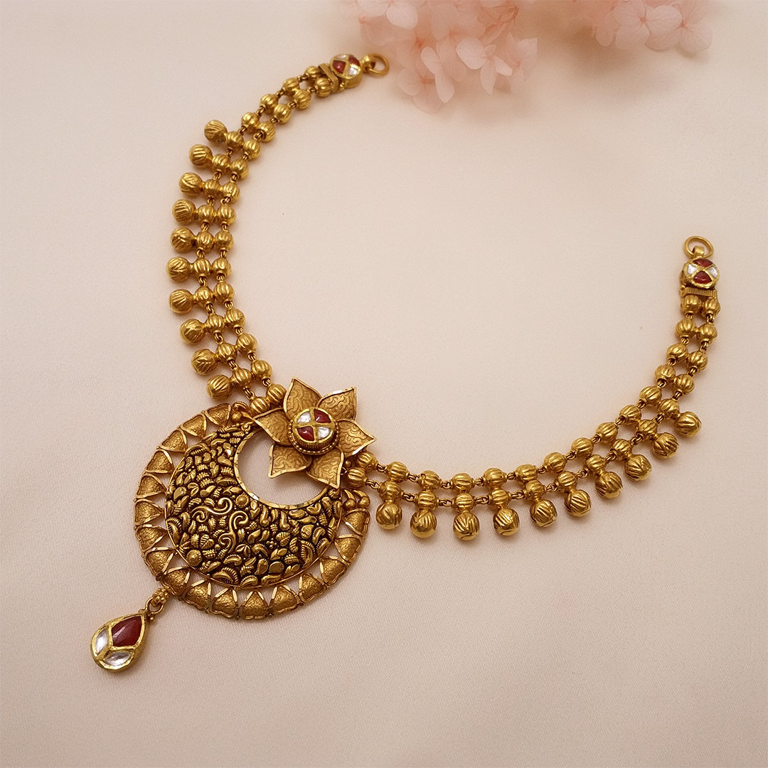 Buy Spikes and Blooms Necklace 22 KT yellow gold (25.75 gm). | Online By Giriraj Jewellers