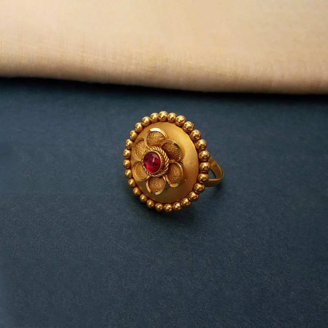 Buy Golden Bloom Gold Ring 22 KT yellow gold (5.6 gm). | Online By Giriraj Jewellers