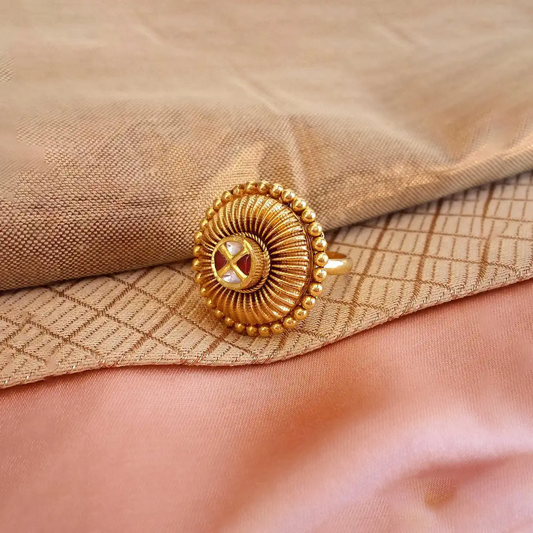 Buy Annularly Jadtar Gold  Ring 22 KT yellow gold (5.5 gm). | Online By Giriraj Jewellers