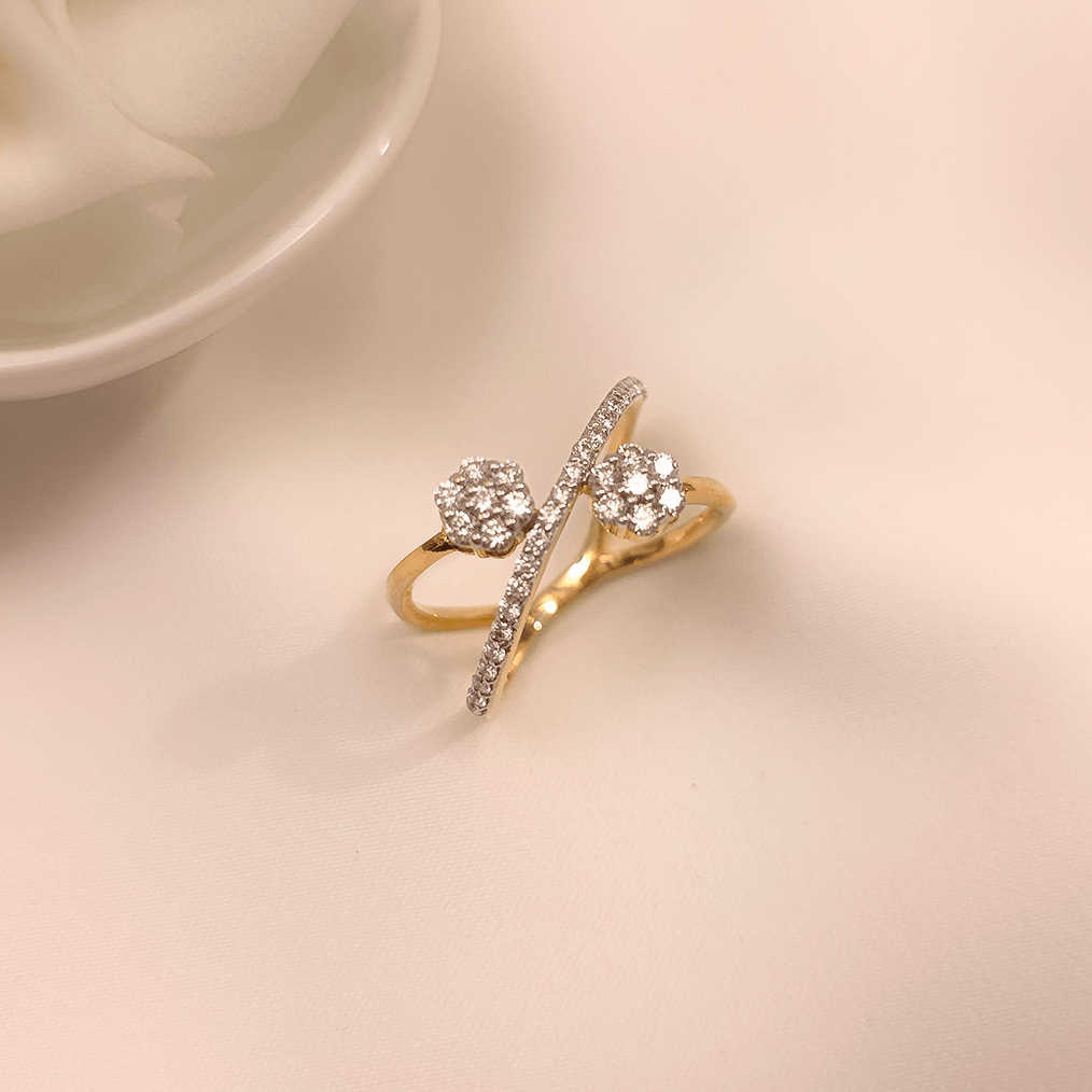 Buy Esrat Fine Diamond Ring 18 KT yellow gold (3.9 gm). At Best Price In India. Check Rings New Designs At Giriraj Jewellers. BIS Care, Hallmark, 100% Certified | Trust & Quality of Giriraj Jewellers India | best diamond ring for engagement | Buy 18K Real Diamond Ring | buy diamond ring online | diamond ring designs | precious diamond wedding jewellery | trendy diamond rings for women | certified diamond ring collection | latest diamond jewellery designs | real diamond ring for women | solitaire designer jewellery