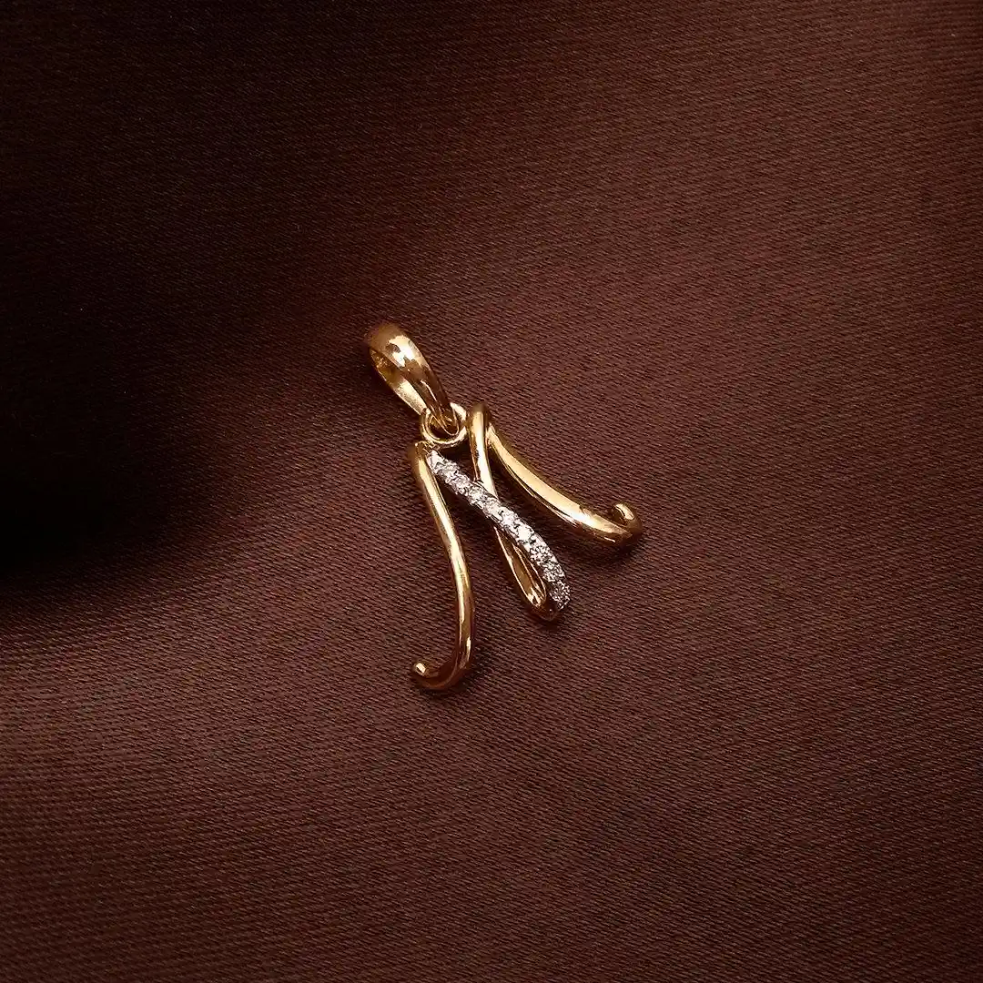 Buy M Over The Top Letter Pendant 18 KT yellow gold (1.528 gm). | Online By Giriraj Jewellers