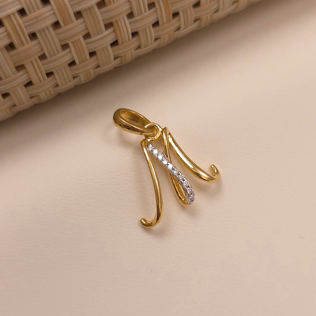 Buy M Over The Top Letter Pendant 18 KT yellow gold (1.528 gm). | Online By Giriraj Jewellers