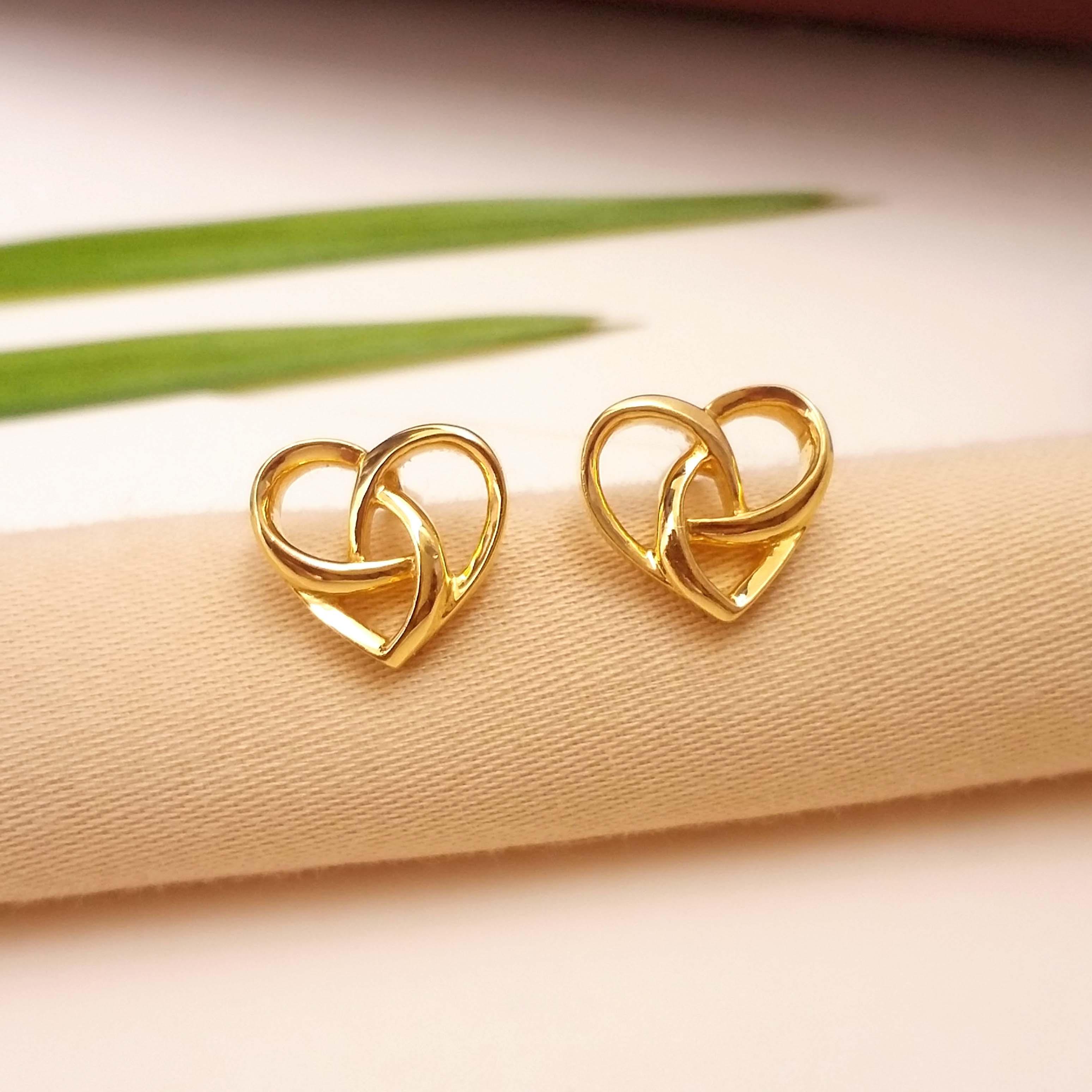 Buy Twisted Heart Gold  Stud 22 KT yellow gold (3.6 gm). | Online By Giriraj Jewellers
