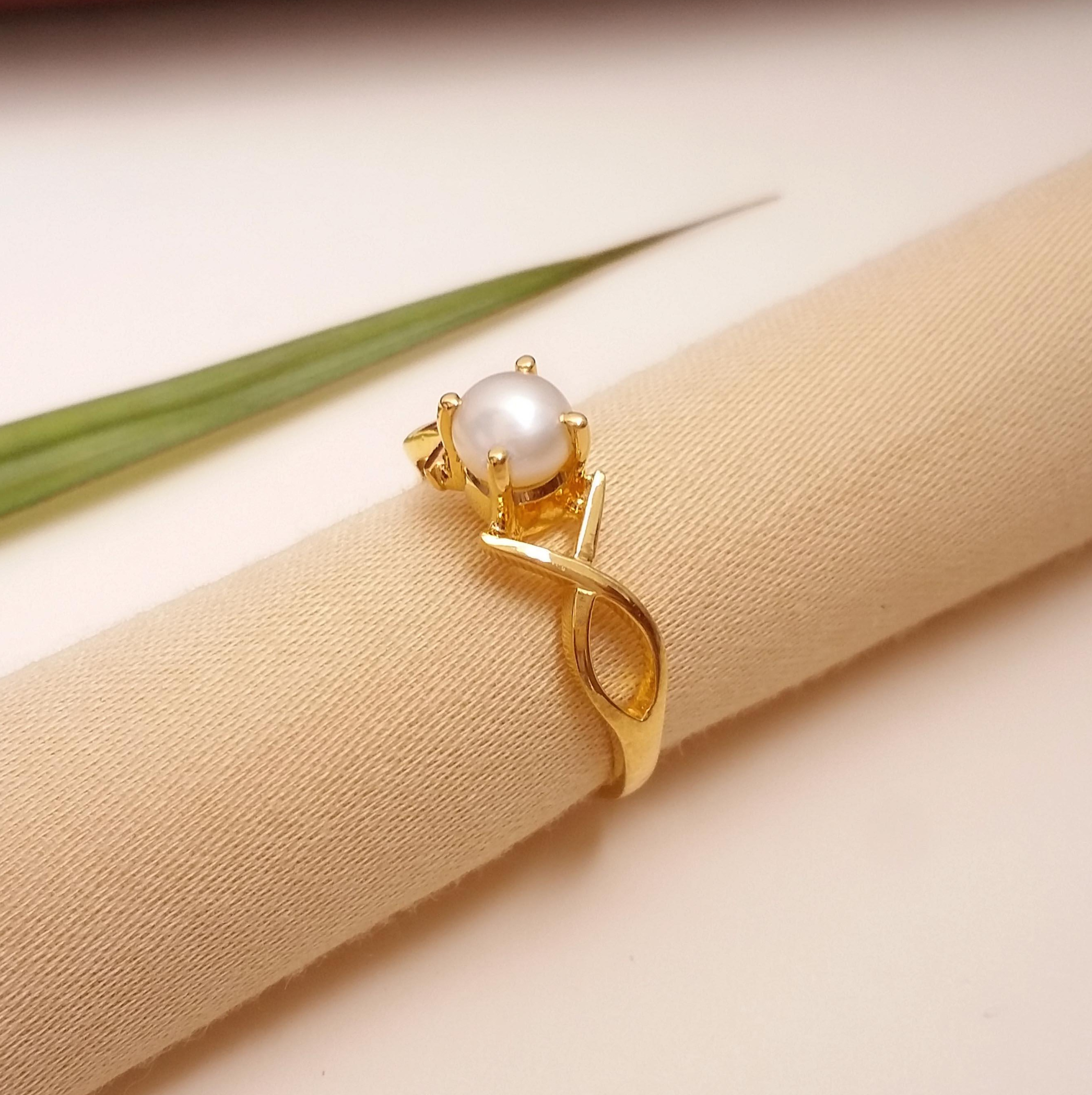 Buy Lucky Charm Pearl Gold Ring 22 KT yellow gold (2.65 gm). | Online By Giriraj Jewellers