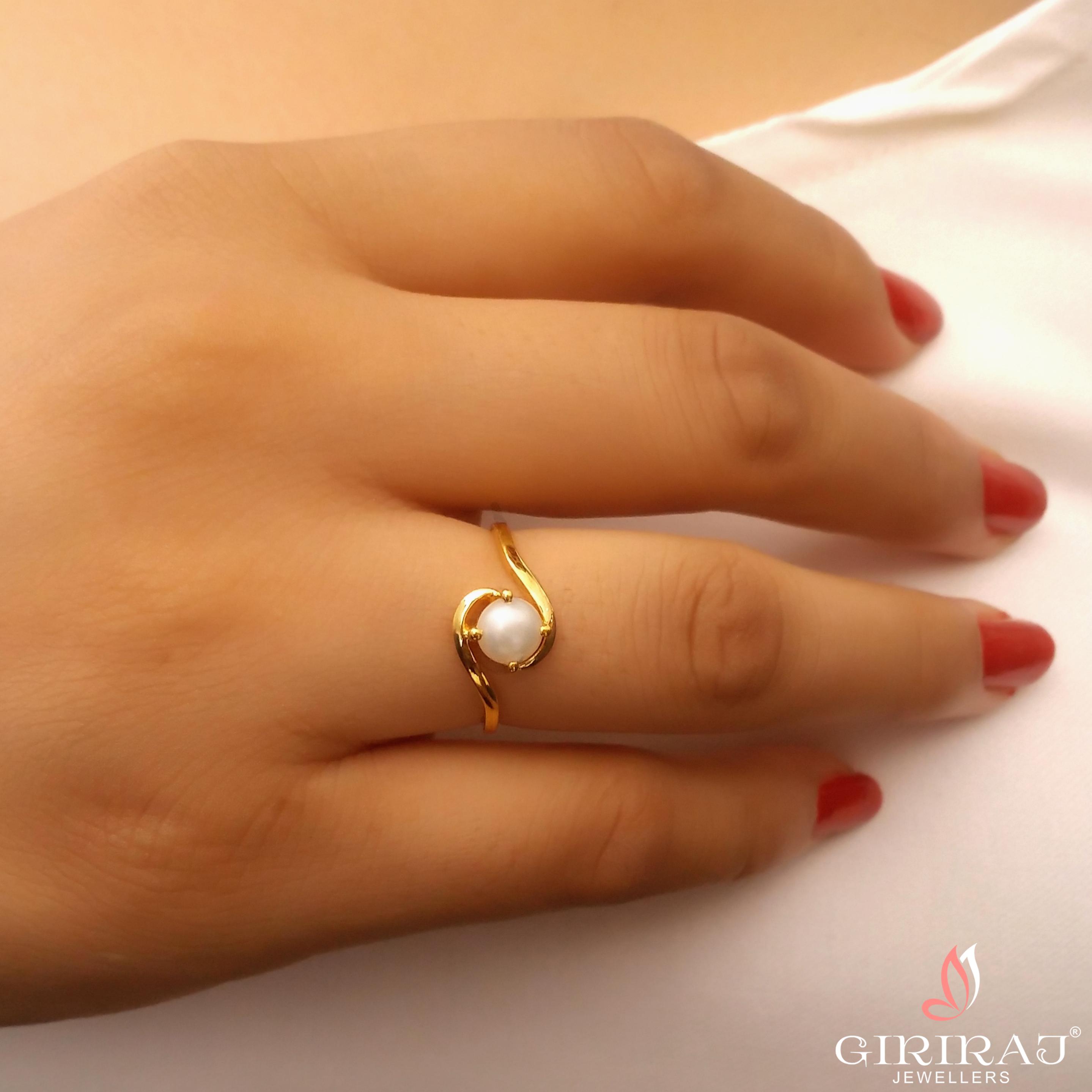 Buy Bandhan Pearl Gold Ring 22 KT yellow gold (2.5 gm). | Online By Giriraj Jewellers