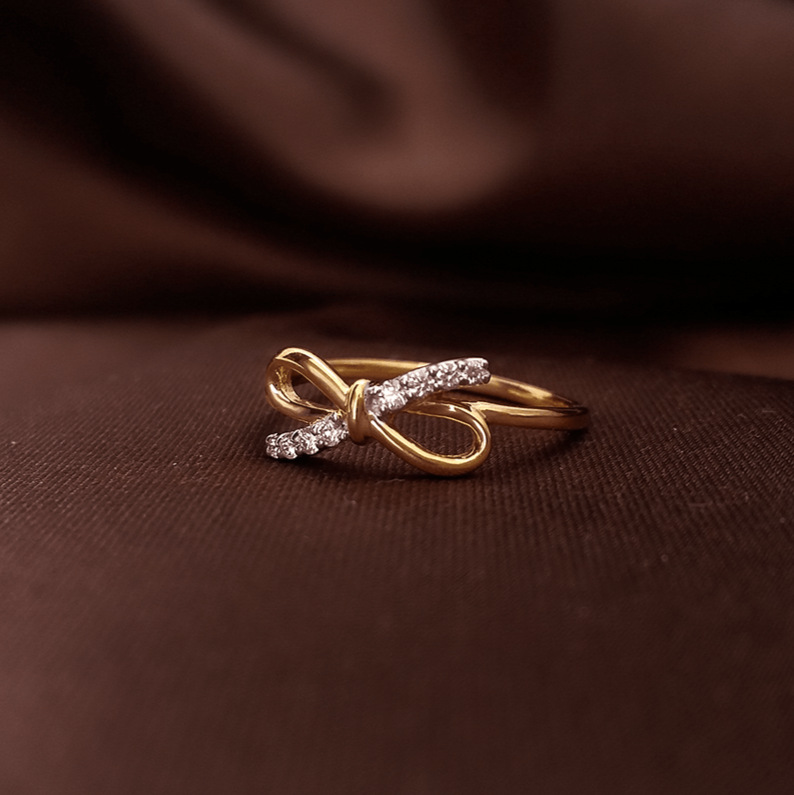 Buy Naughty Knot Diamond  Ring 18 KT yellow gold (1.584 gm). | Online By Giriraj Jewellers