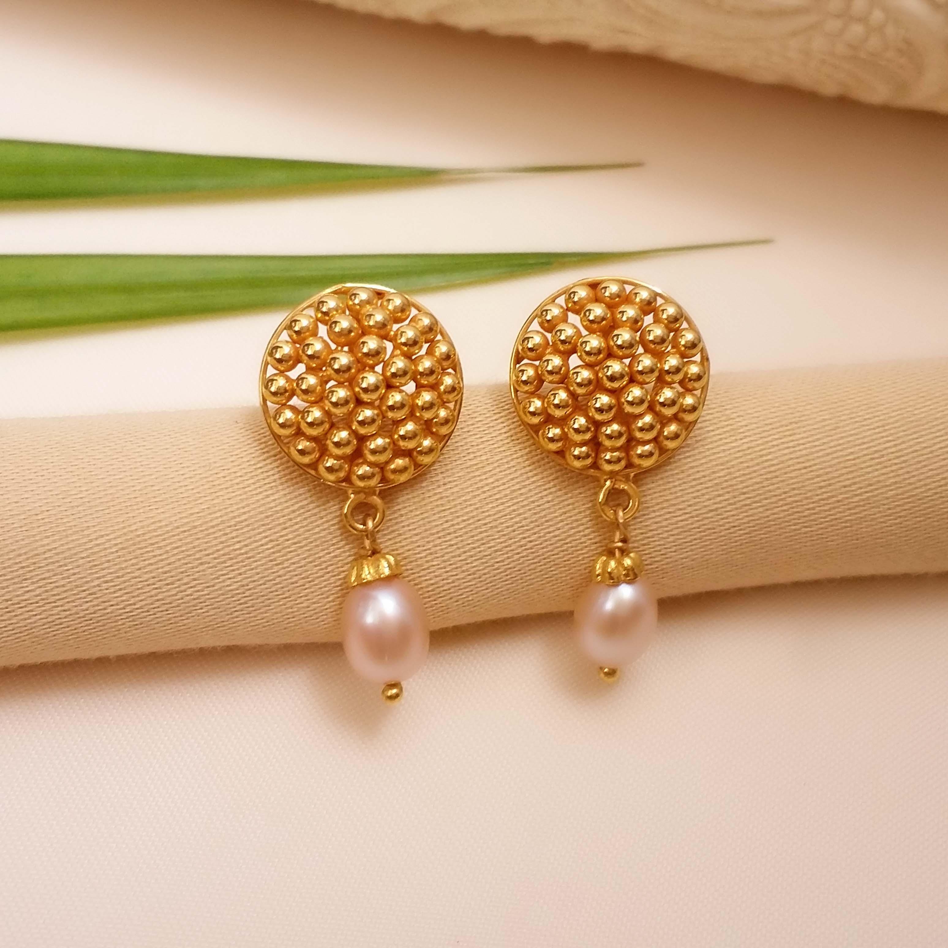 Buy Pollen Drops Gold Earrings 22 KT yellow gold (4.4 gm). | Online By Giriraj Jewellers