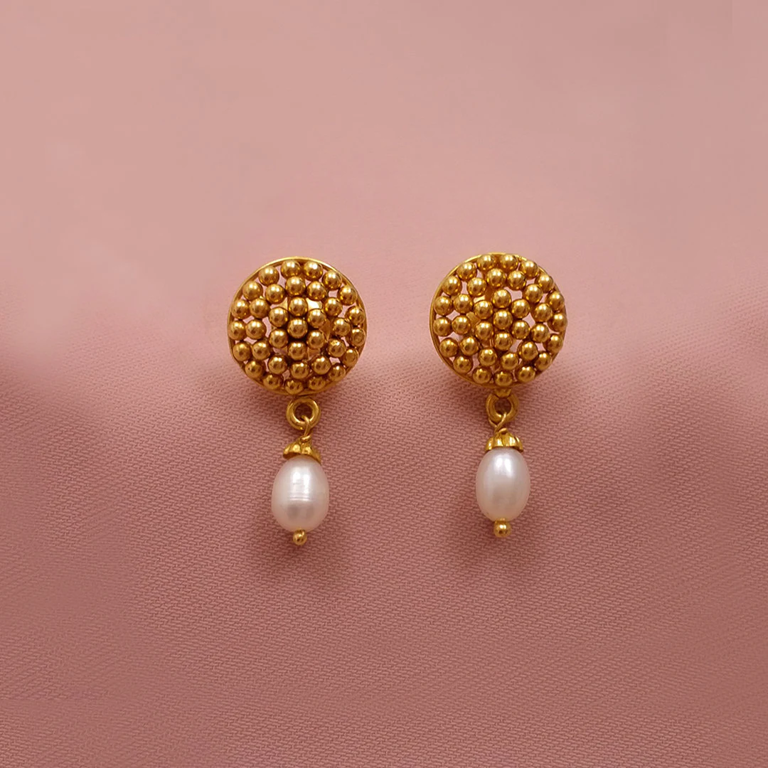Buy Pollen Drops Gold Earrings 22 KT yellow gold (4.4 gm). | Online By Giriraj Jewellers