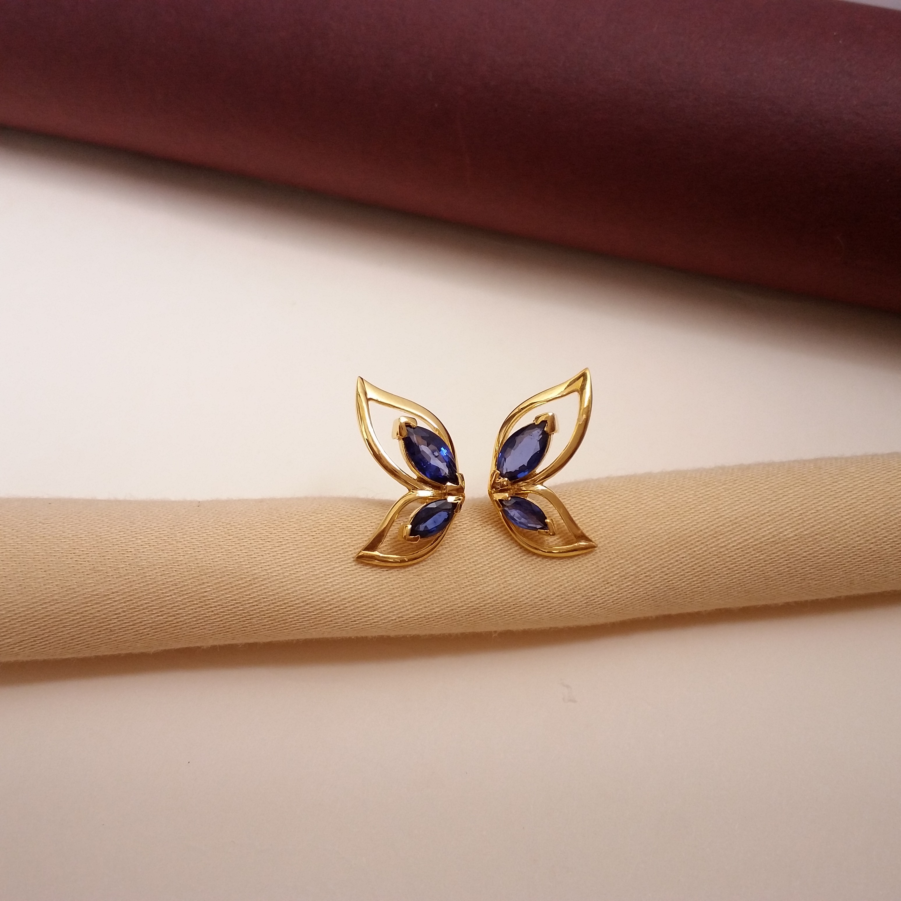 Buy Bluwings Stud Earrings 18 KT yellow gold (2.64 gm). | Online By Giriraj Jewellers