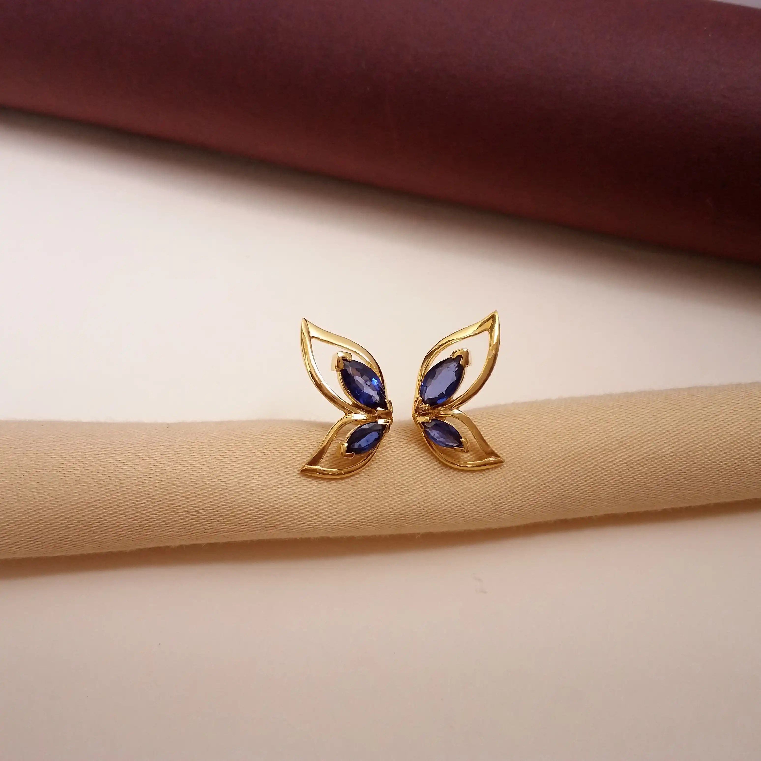 Buy Bluwings Stud Earrings 18 KT yellow gold (2.64 gm). | Online By Giriraj Jewellers