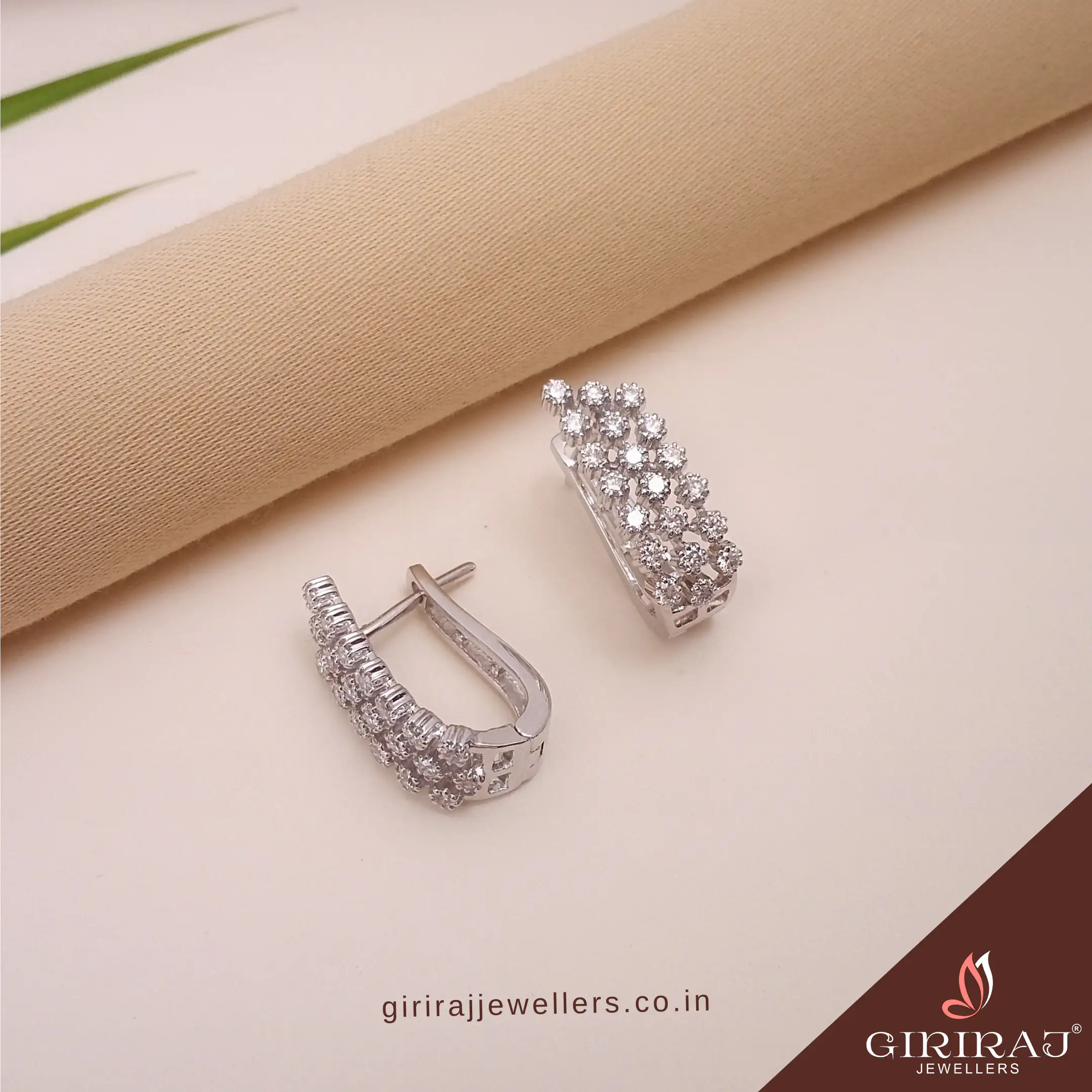 Buy Bewitch Hoop Earrings 18 KT white gold (5.05 gm). | Online By Giriraj Jewellers