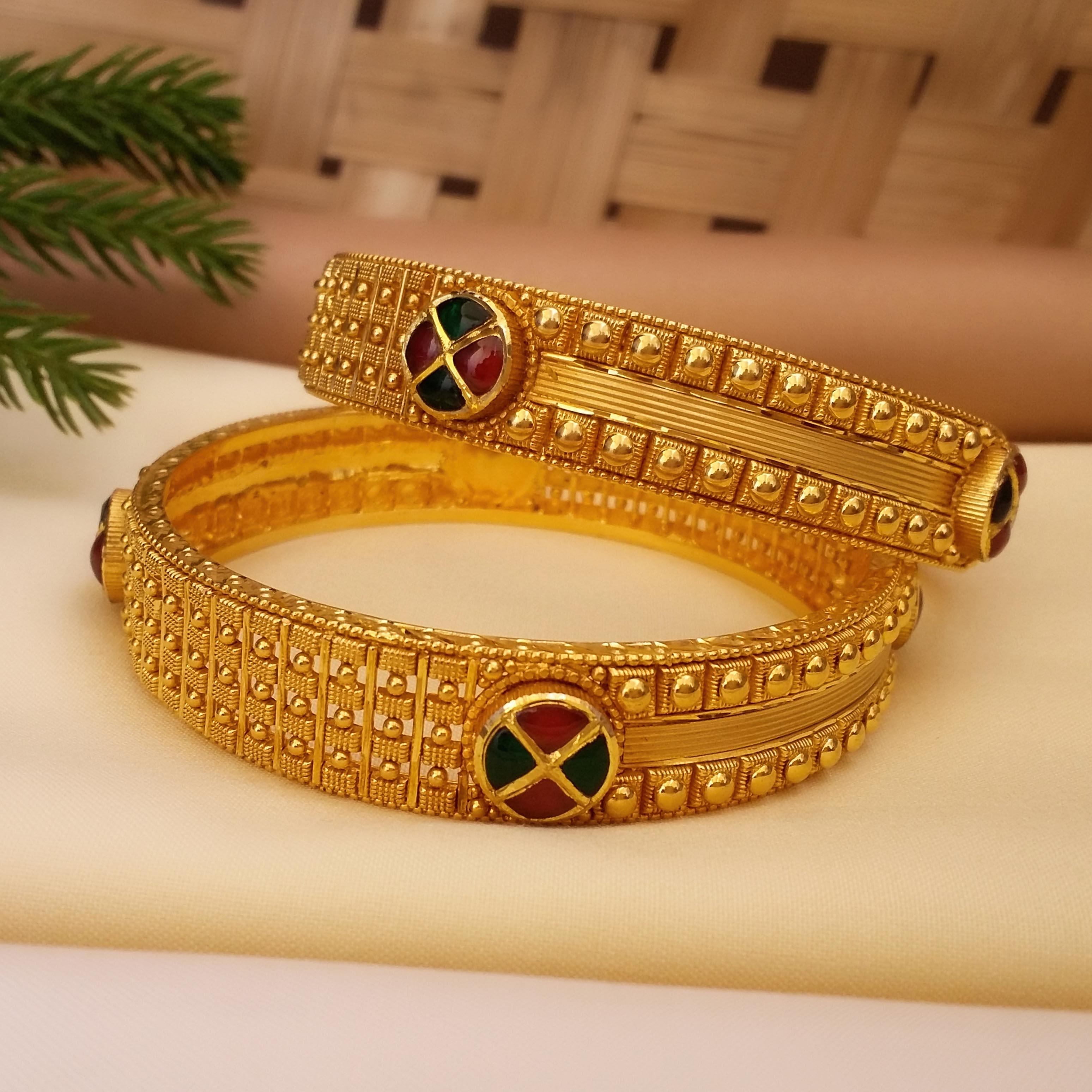 Buy Devguru Gold Bangles 22 KT yellow gold (55.5 gm). | Online By Giriraj Jewellers