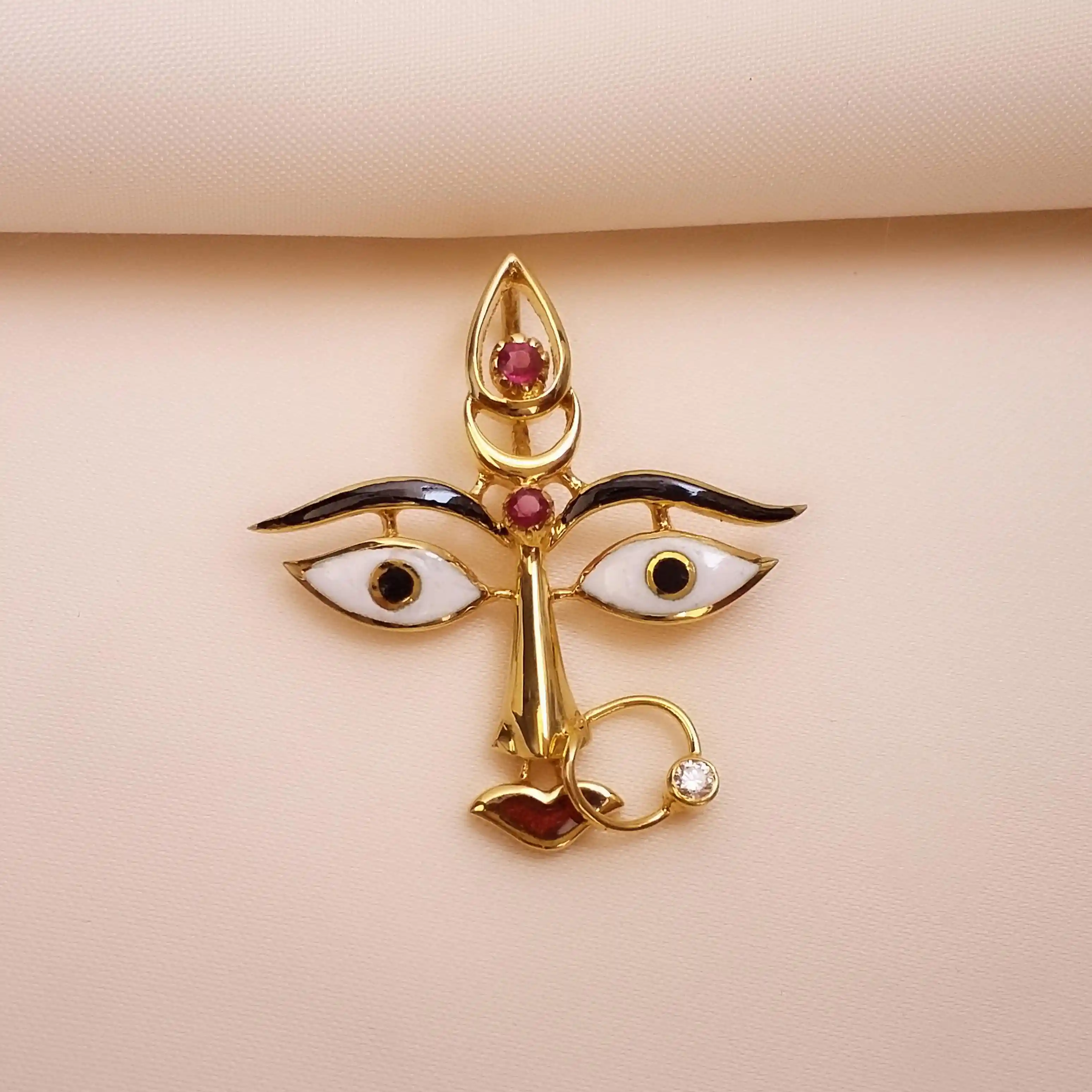 Buy Dakshayani Sati Mata Gold Pendant 18 KT yellow gold (4.5 gm). | Online By Giriraj Jewellers