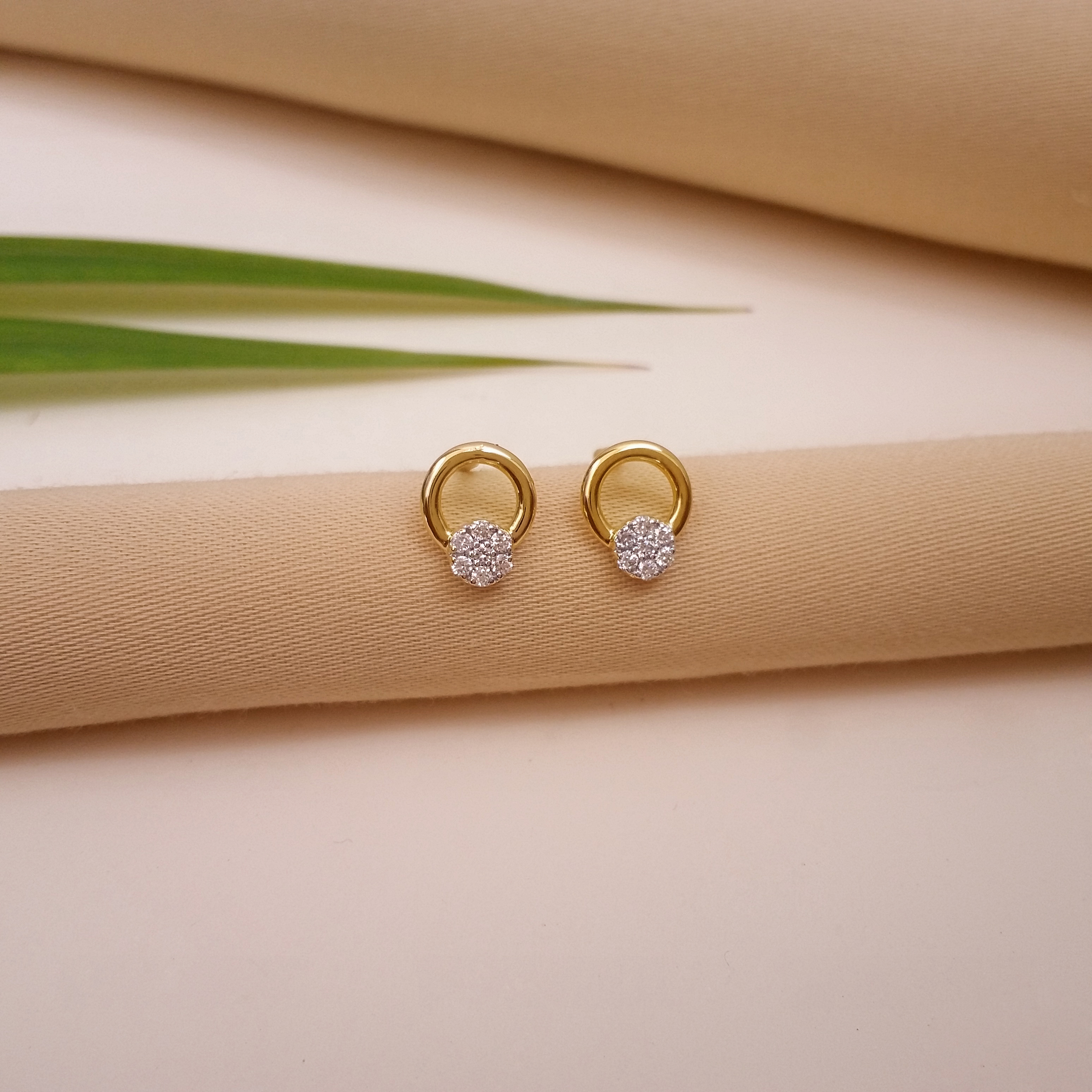 Buy Ringed Charm  Diamond Stud 18 KT yellow gold (1.48 gm). | Online By Giriraj Jewellers