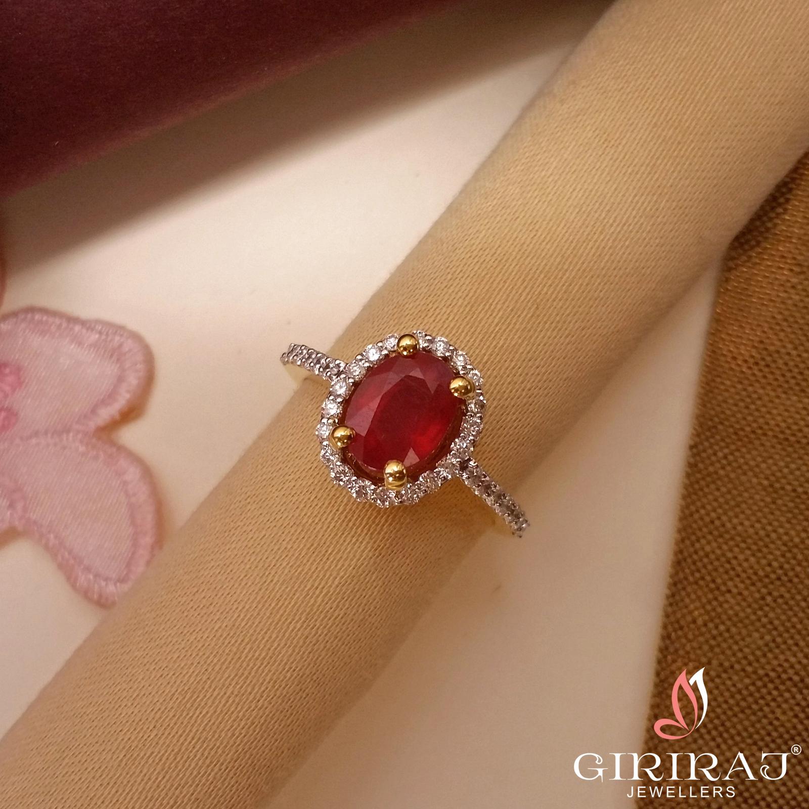 Rudra Ratan Women's Ruby Manik Ring with American Diamond at Rs 5500 in New  Delhi