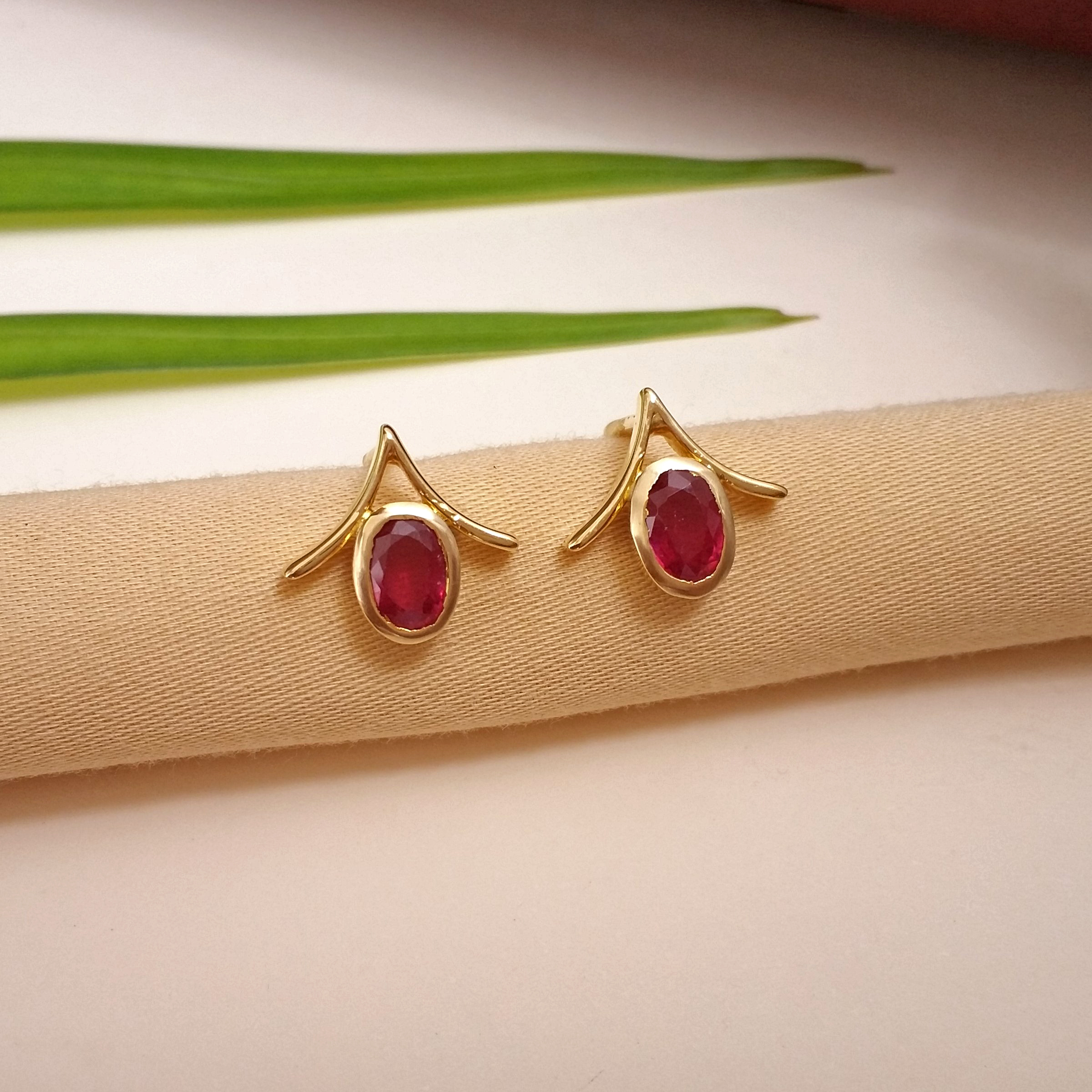 Buy Cherry Blossom Ruby Earrings 18 KT yellow gold (3.09 gm). | Online By Giriraj Jewellers