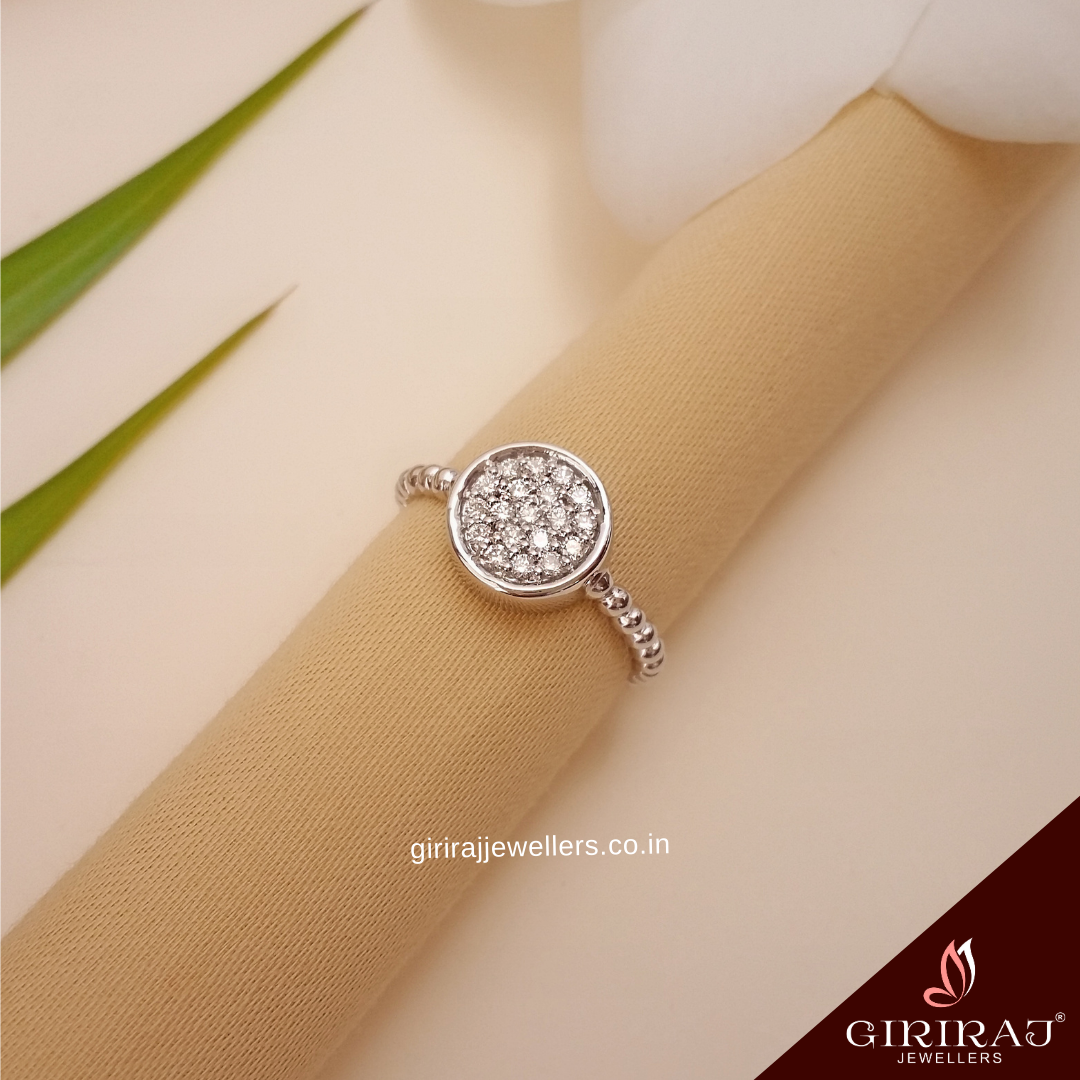 Buy Morning Glory Diamond Ring 18 KT white gold (3.5 gm). | Online By Giriraj Jewellers