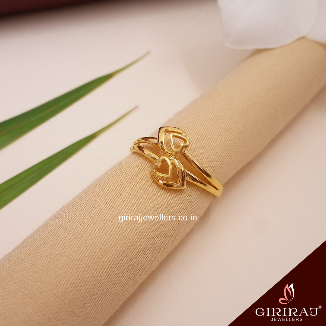 Buy Heart to Heart Gold Ring 22 KT yellow gold (2.24 gm). | Online By Giriraj Jewellers