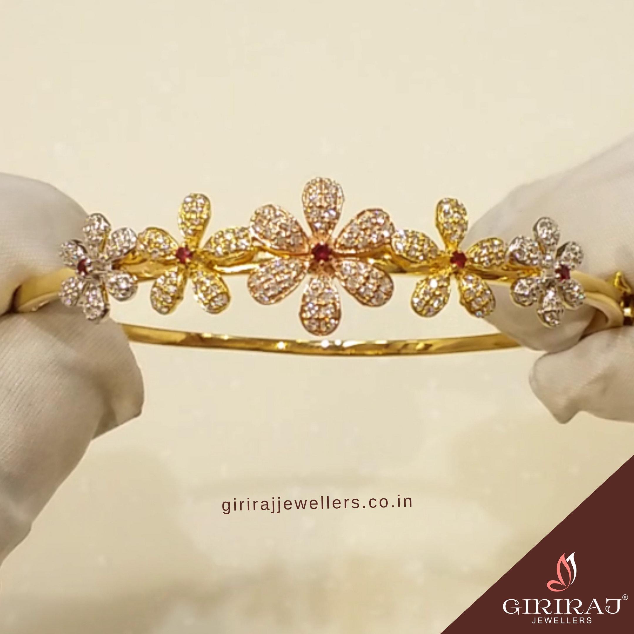 Buy Floret  Diamond  Bracelet 18 KT yellow gold (13.5 gm). | Online By Giriraj Jewellers