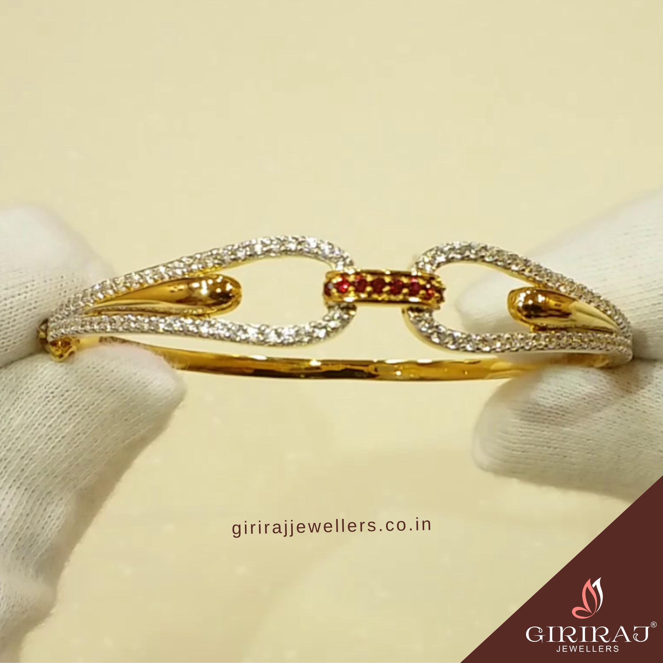 Buy Glistening Diamond Bracelet 18 KT yellow gold (13.4 gm). | Online By Giriraj Jewellers