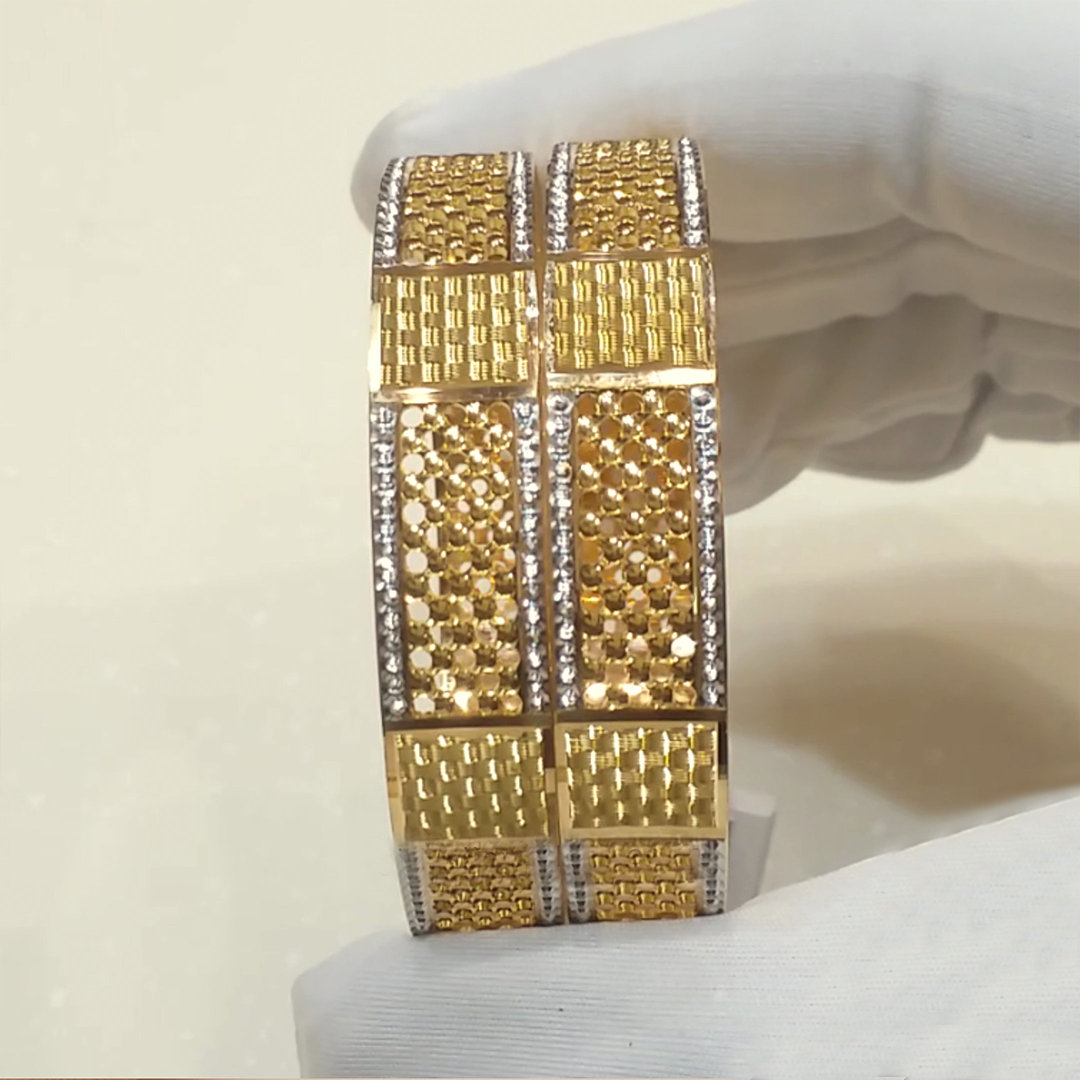 Buy Tiarra Solid Gold Bangles 22 KT yellow gold (61.5 gm). | Online By Giriraj Jewellers